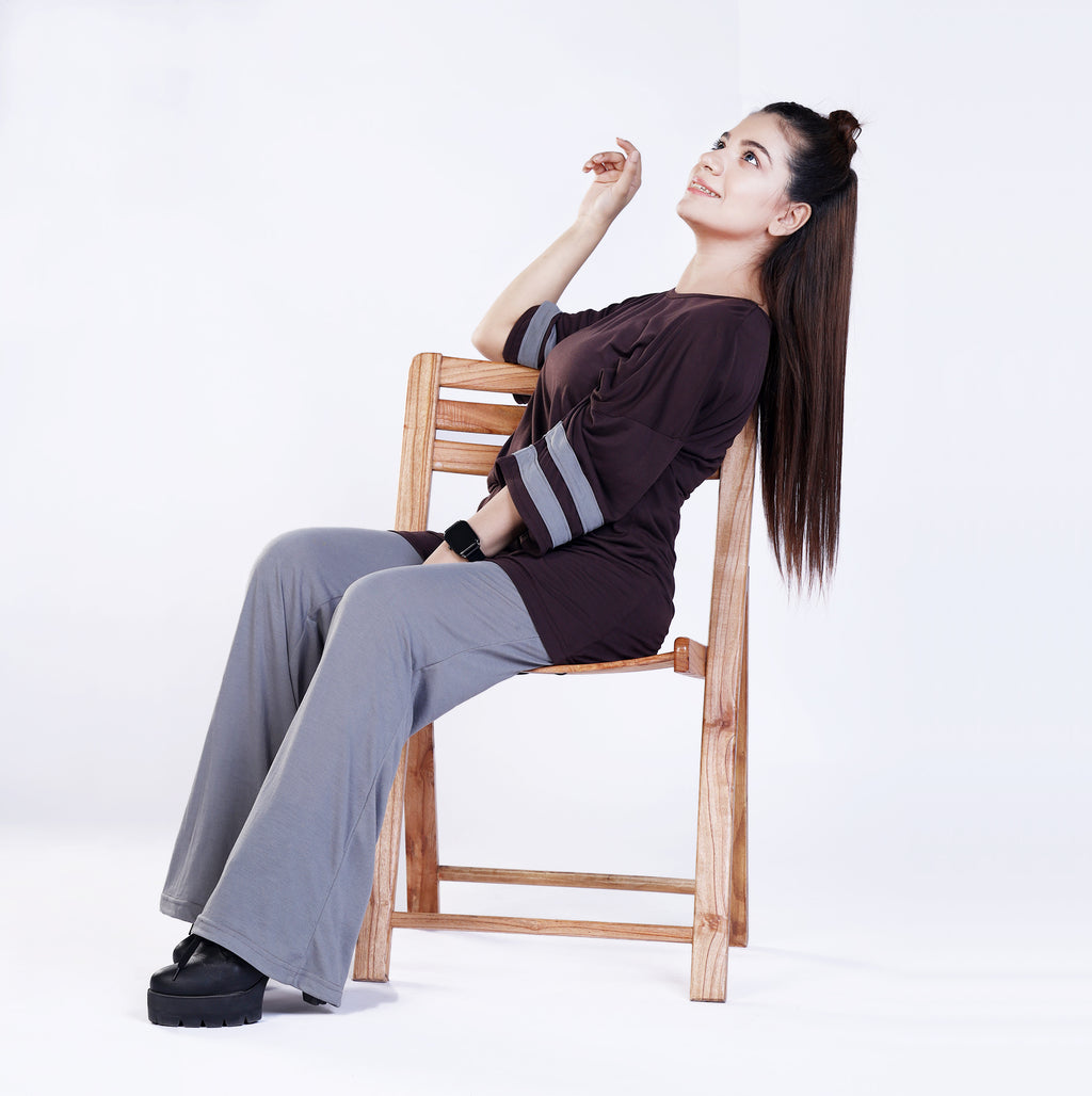 Women's Contrast Sleeve Striped Co Ord Set