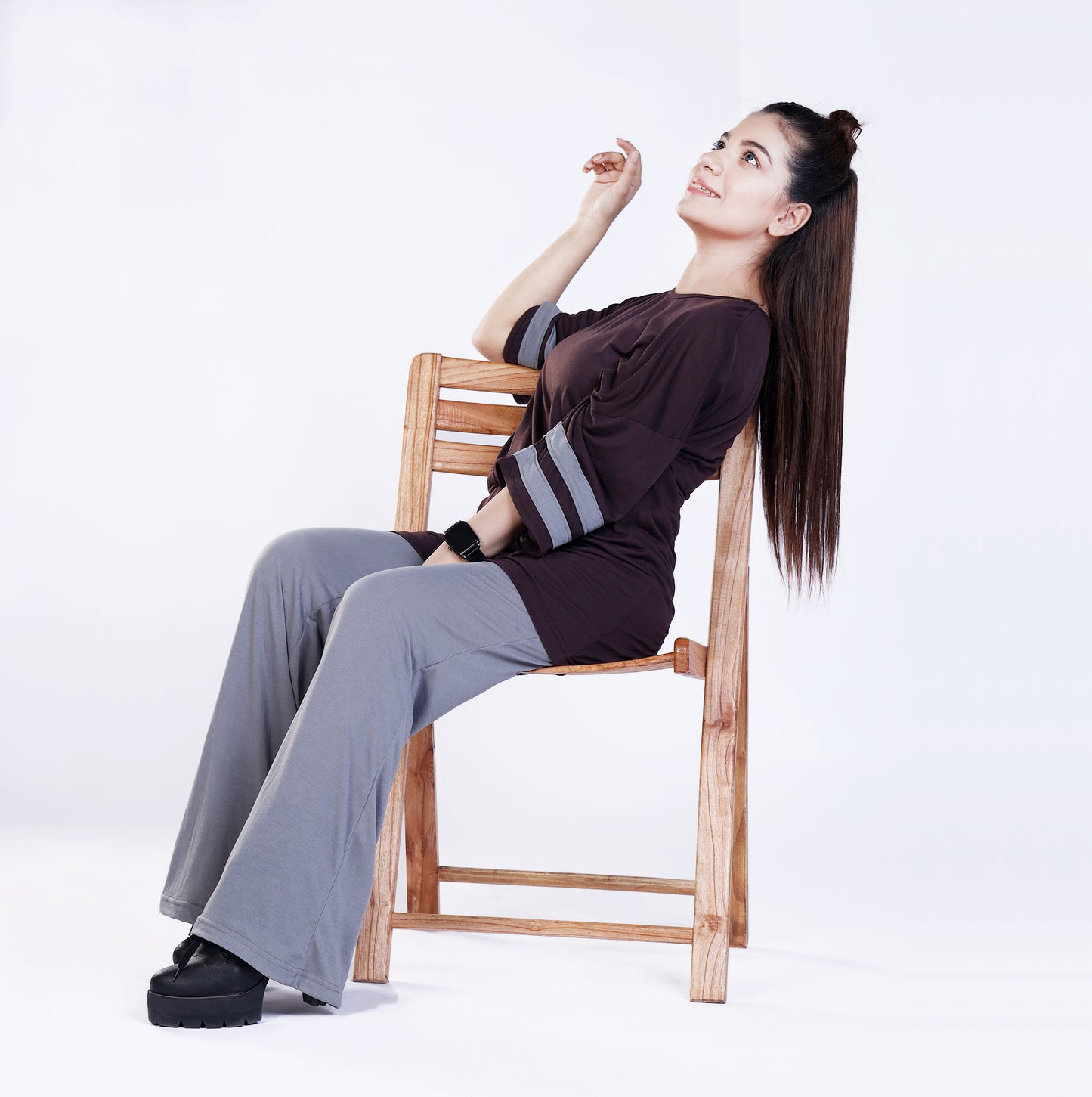 Women's Contrast Sleeve Striped Co Ord Set