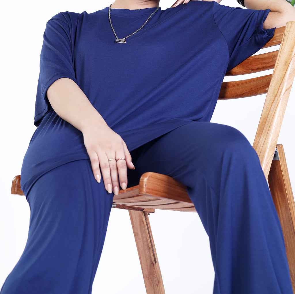Blue Mid Sleeve Co Ord Set