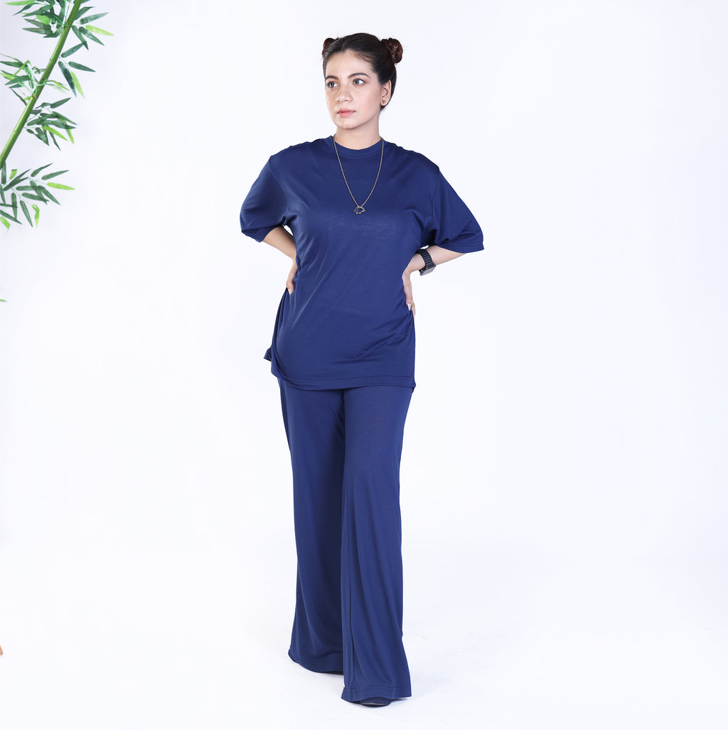 Blue Mid Sleeve Co Ord Set