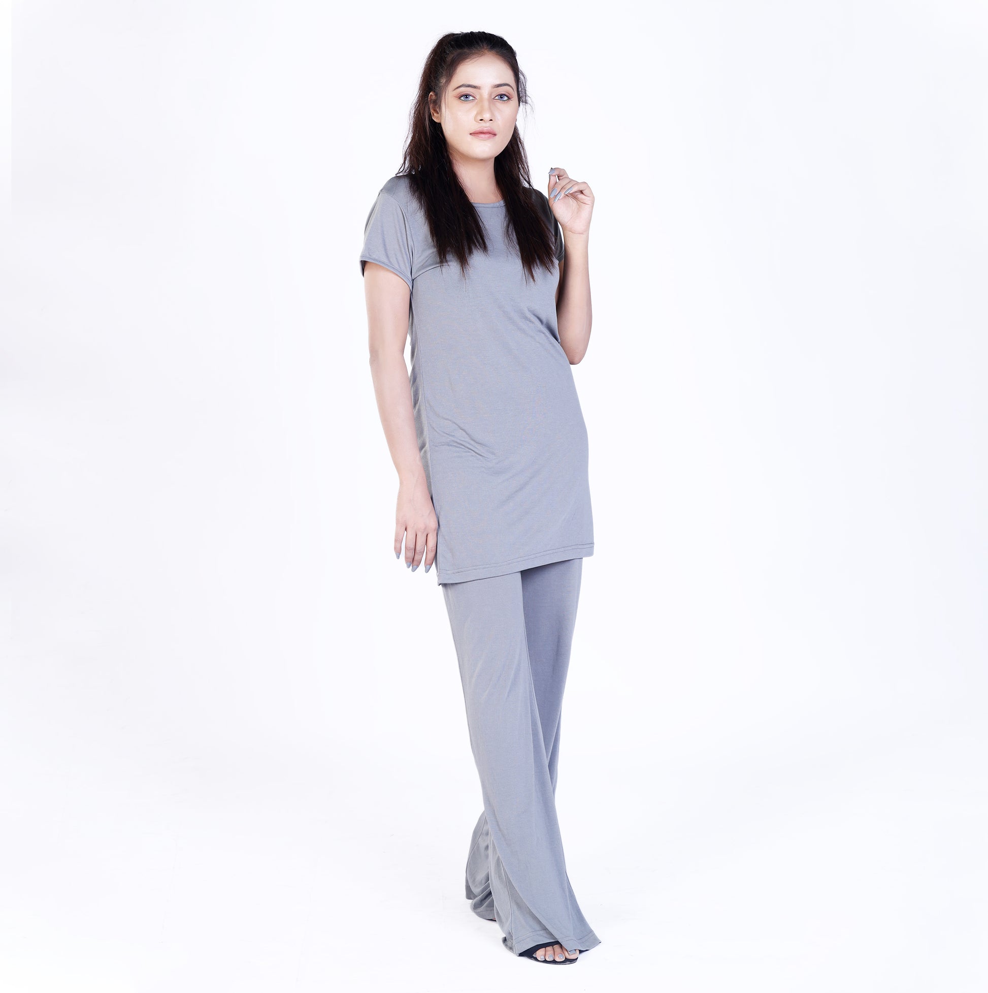 Grey Short Sleeve Loungewear Set