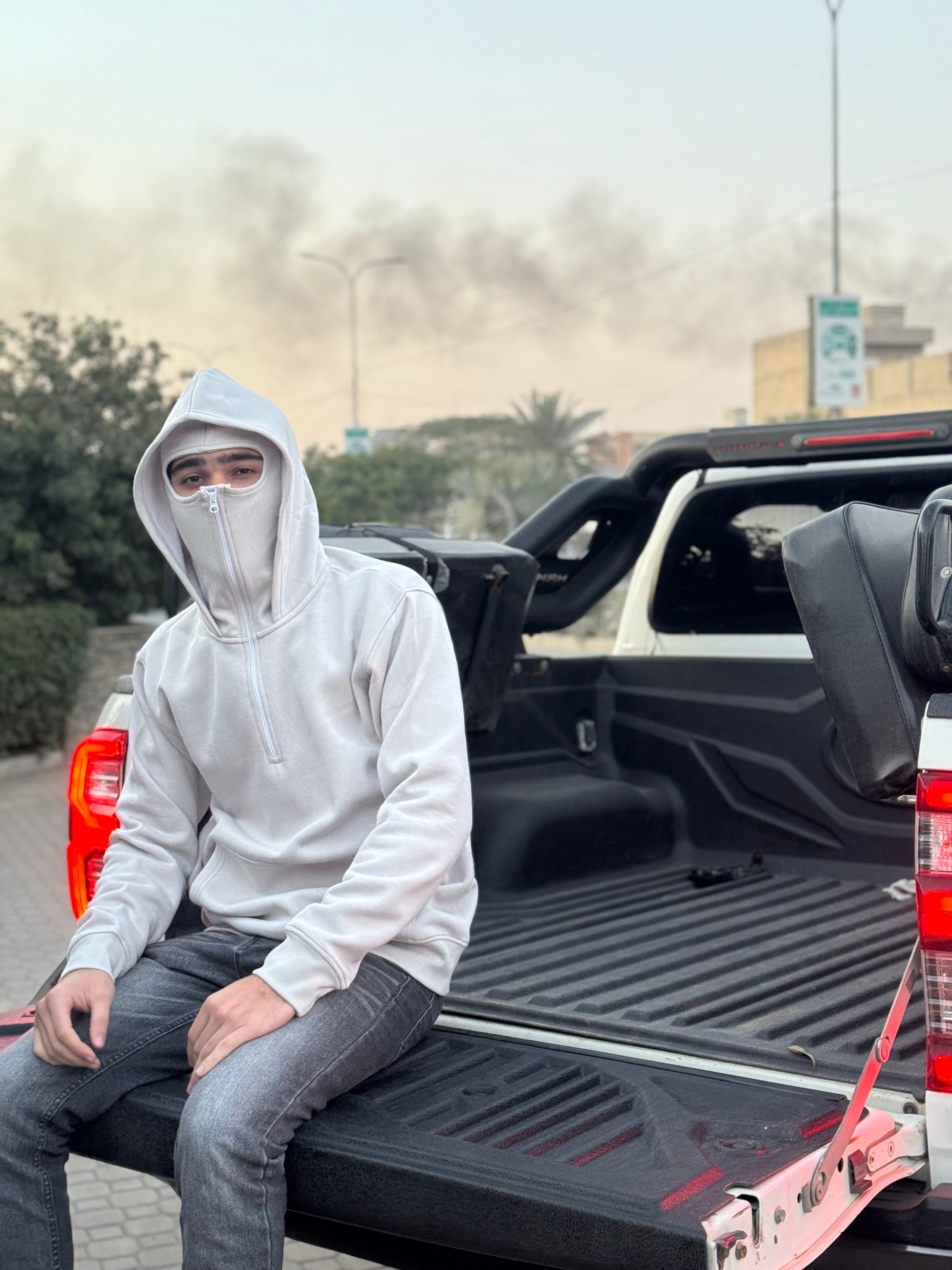 Balaclava Ninja Hoodie Half Zipper black