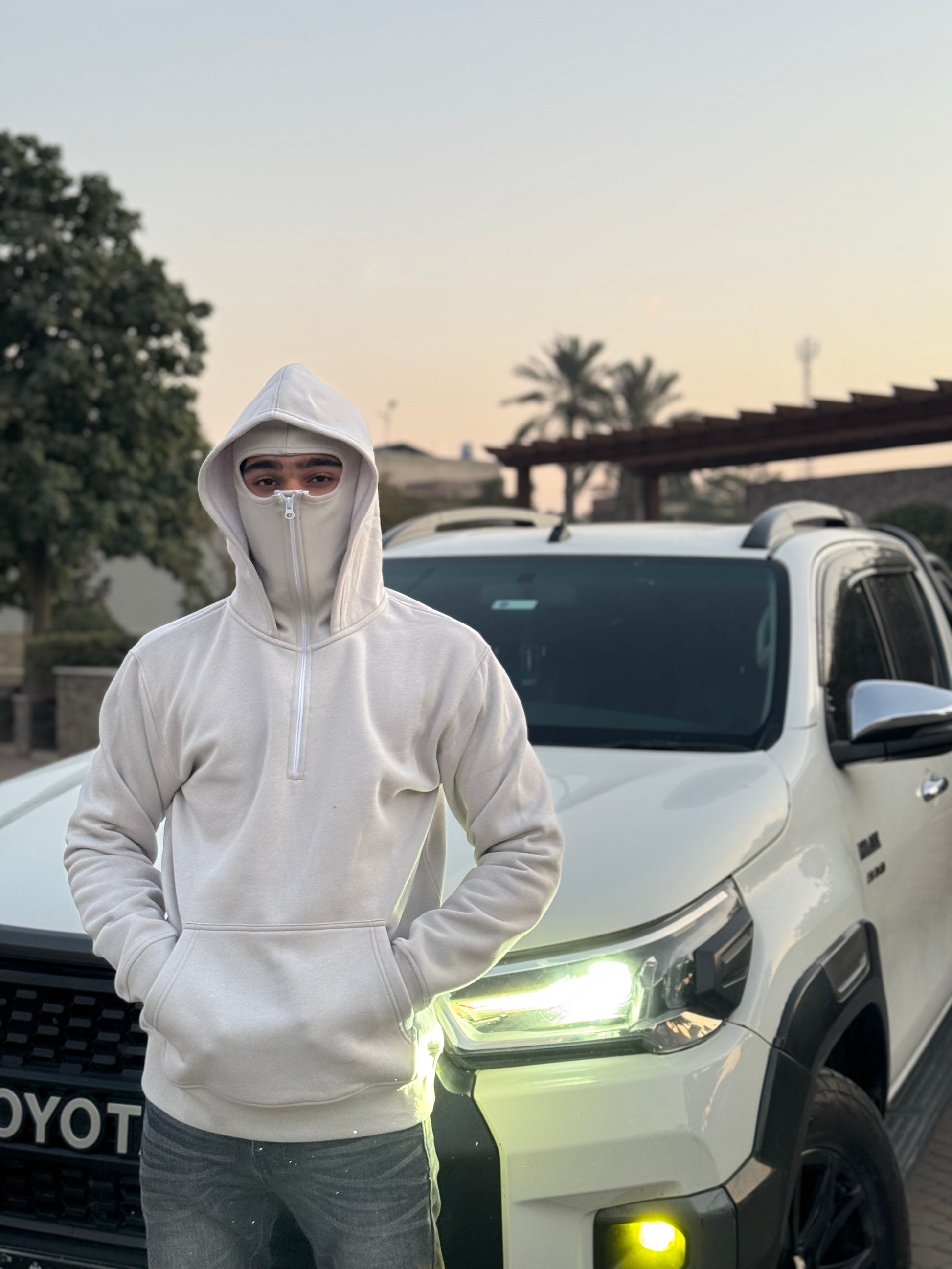 Balaclava Ninja Hoodie Half Zipper black