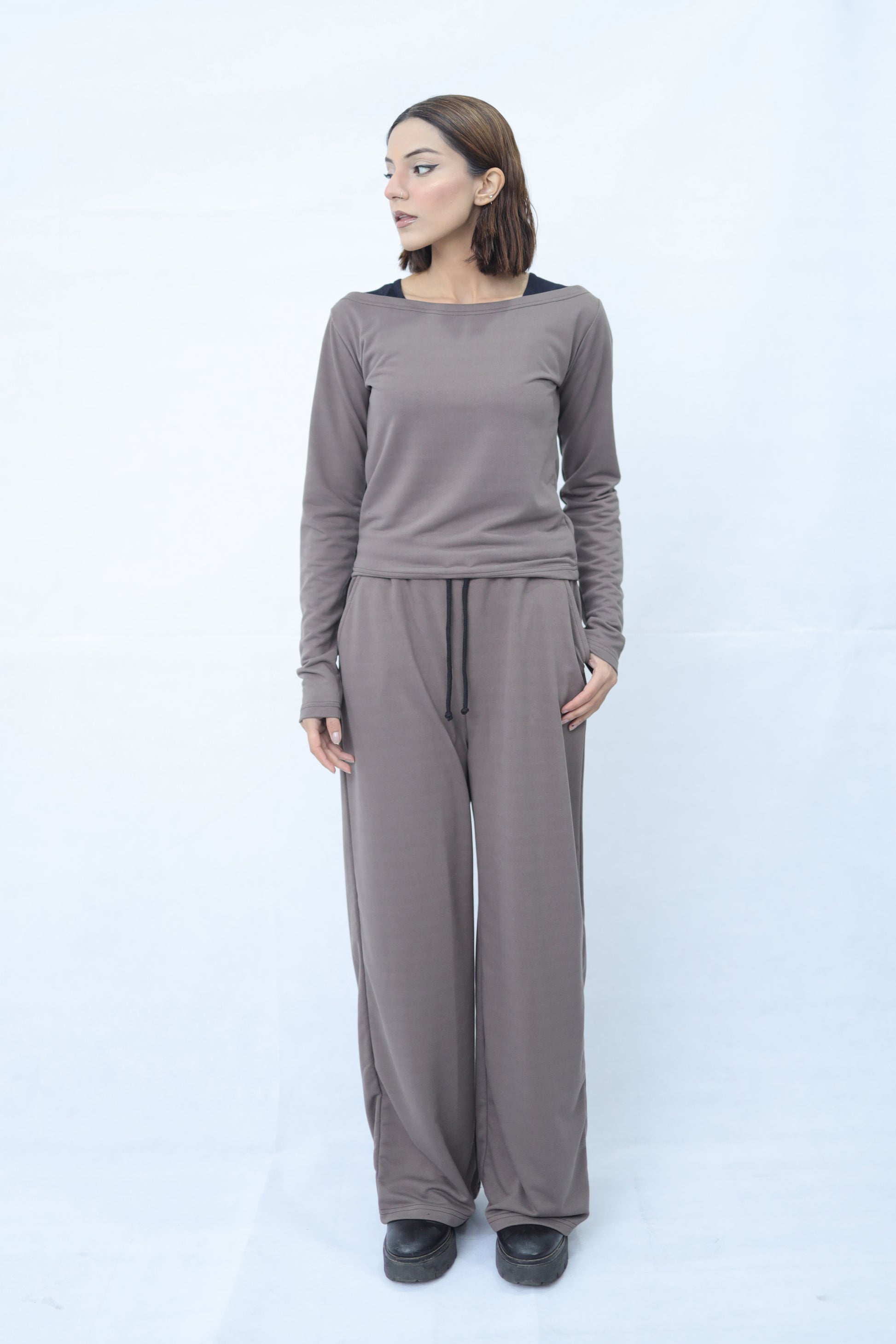 Grey Knitted Co ord Set