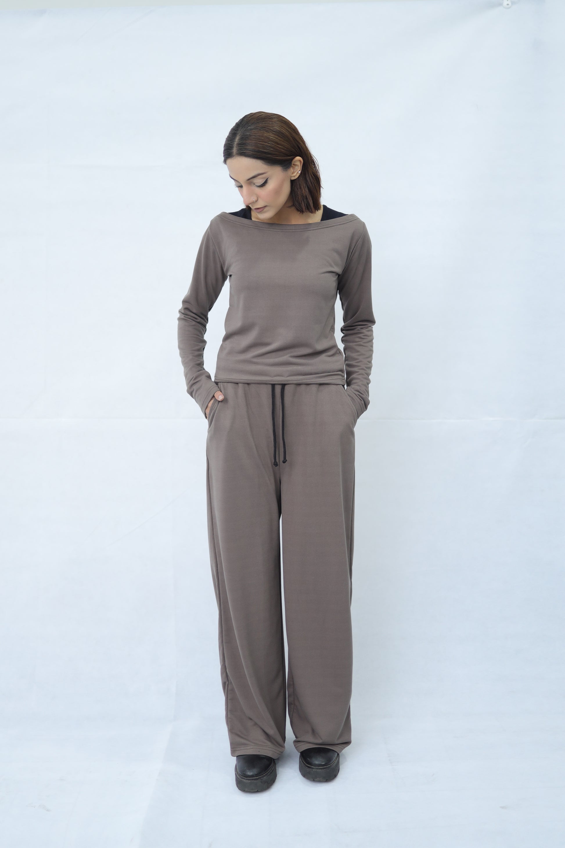 Grey Knitted Co ord Set