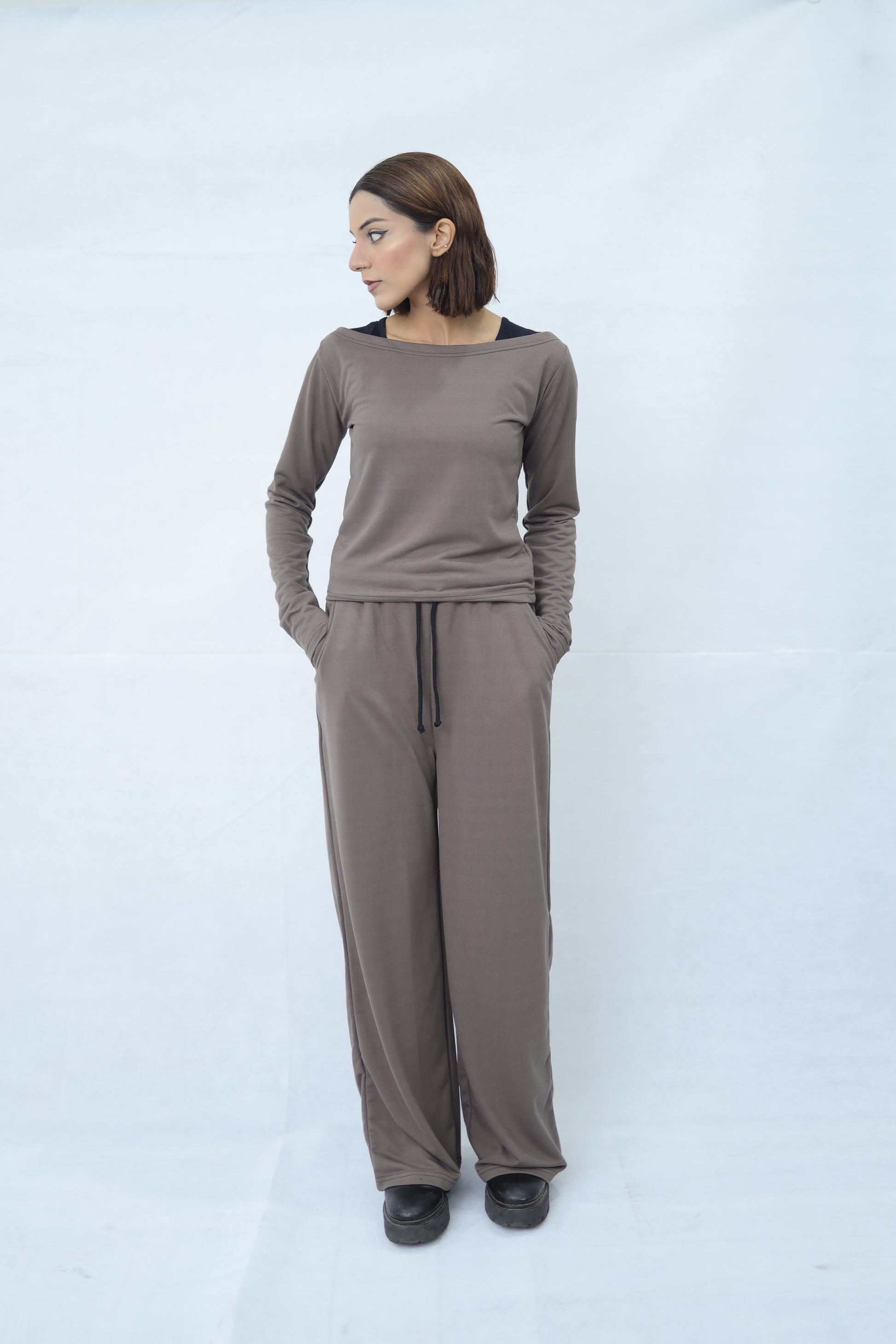 Grey Knitted Co ord Set