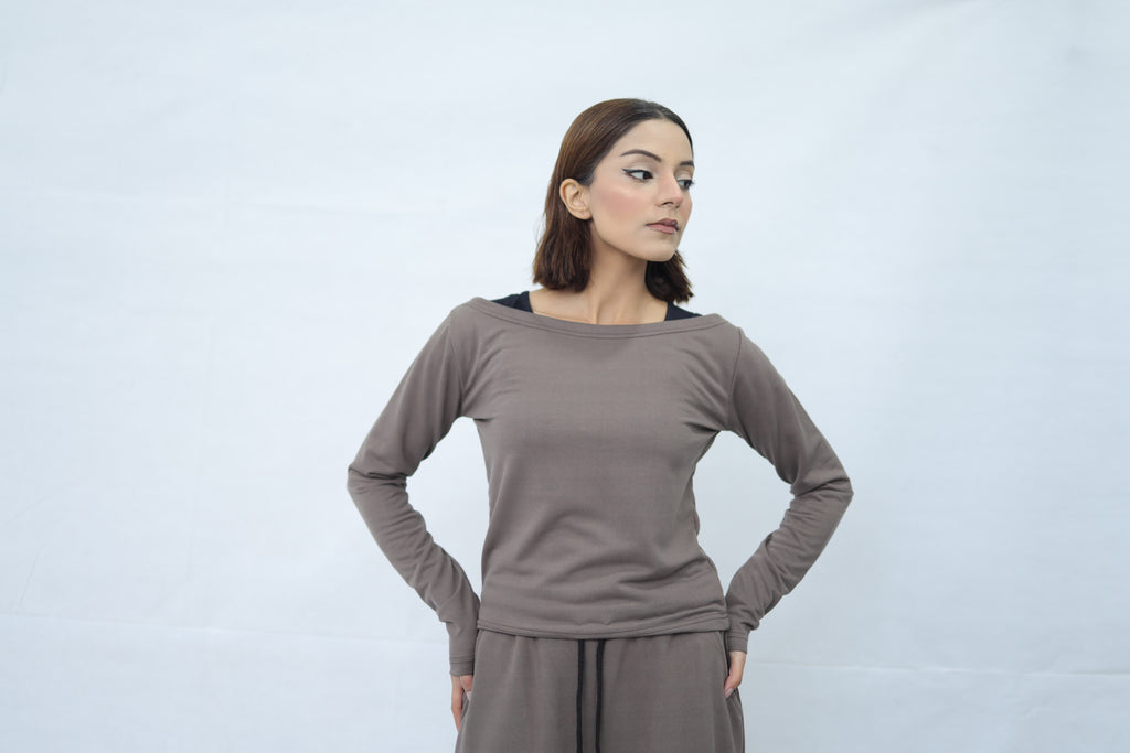 Grey Knitted Co ord Set