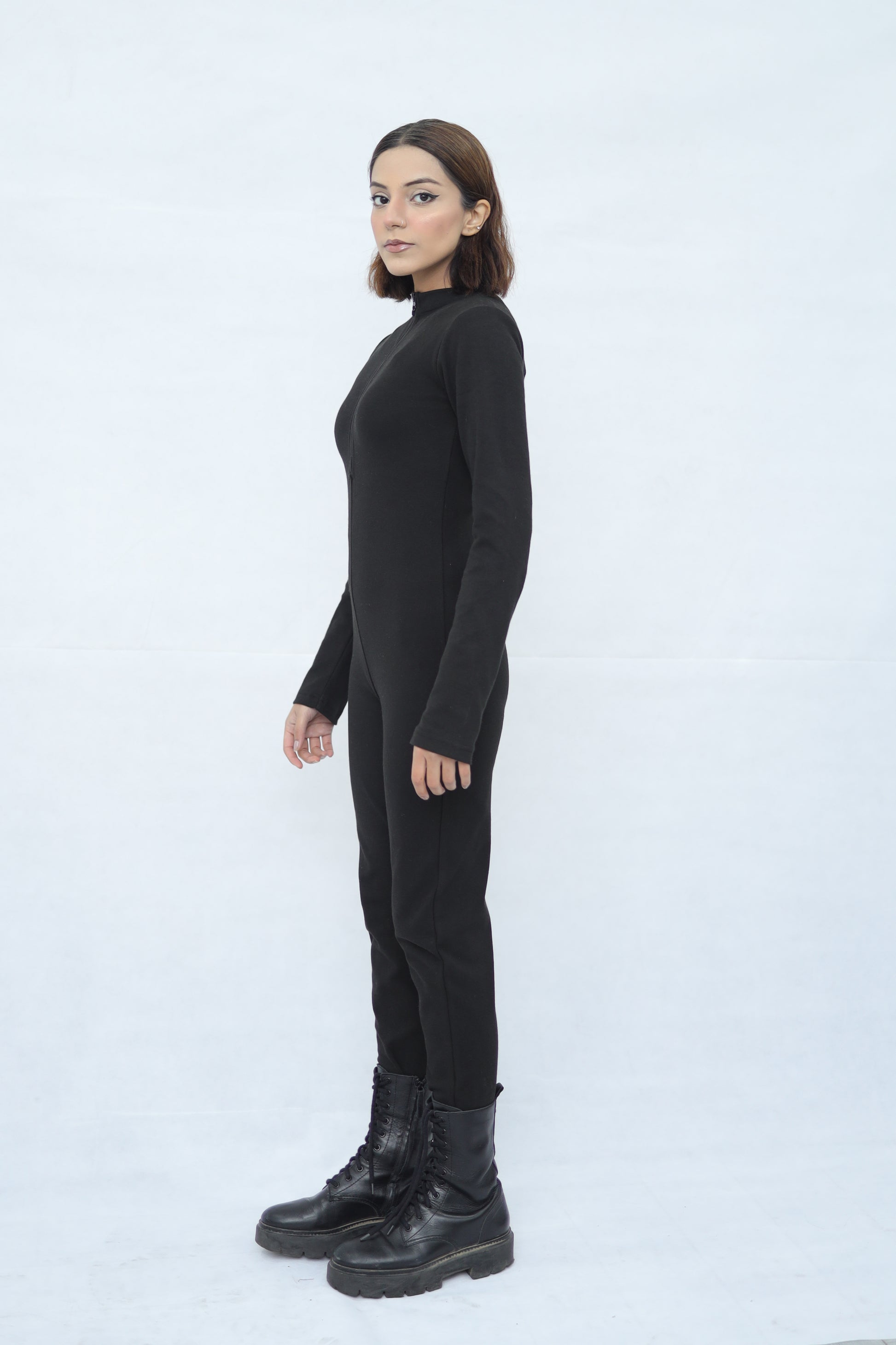 Zip Up Stretchable Jumpsuit