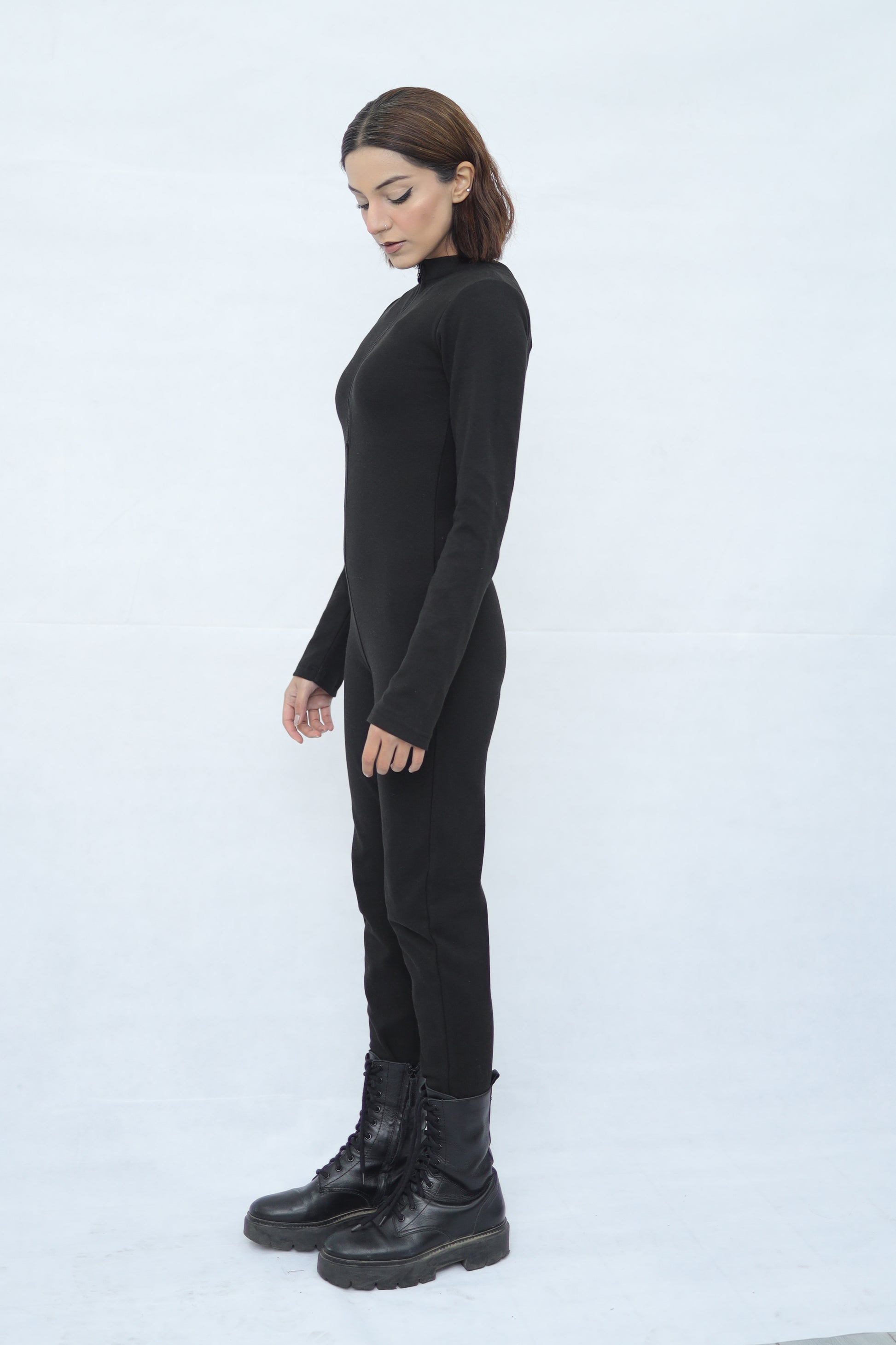 Zip Up Stretchable Jumpsuit