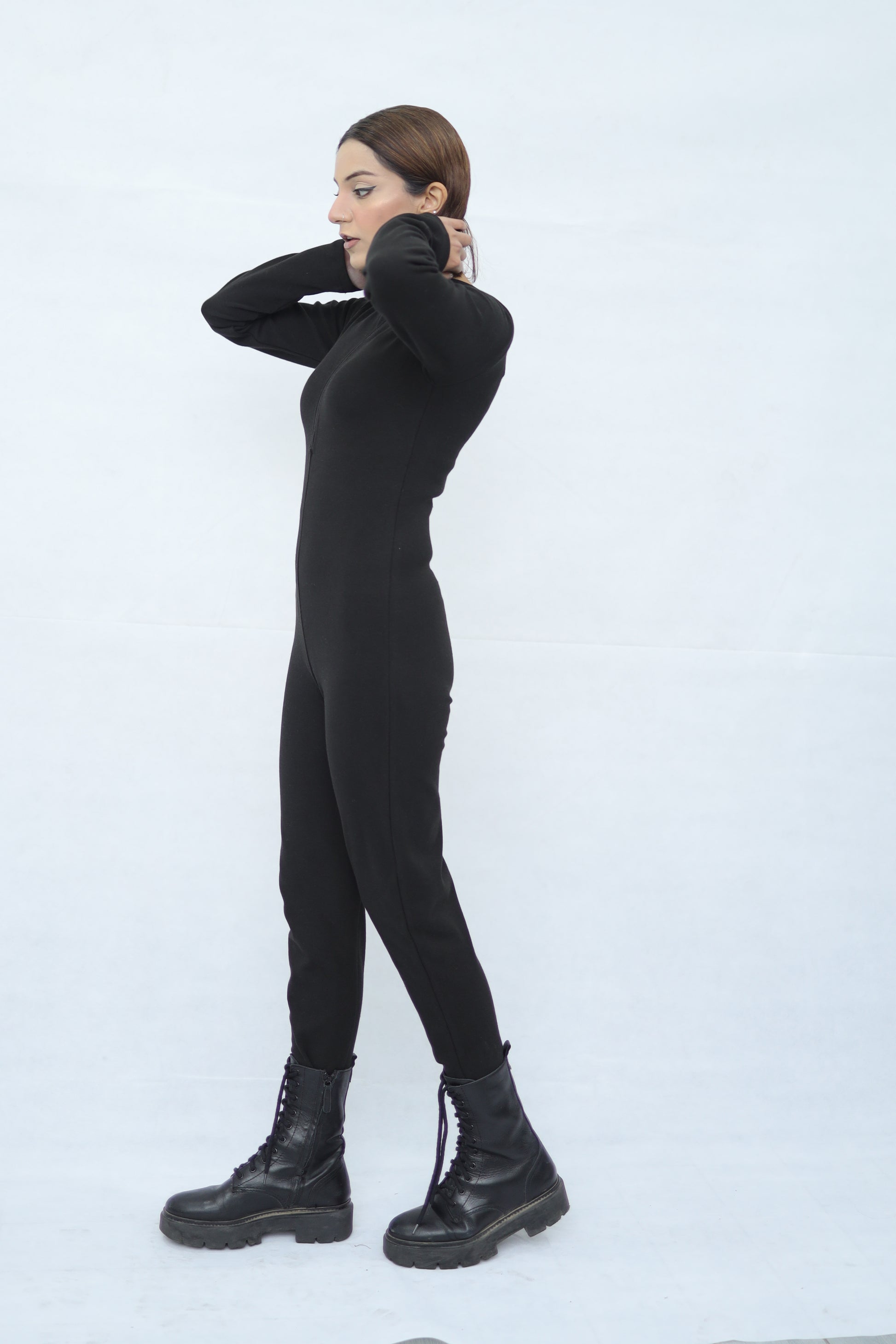 Zip Up Stretchable Jumpsuit