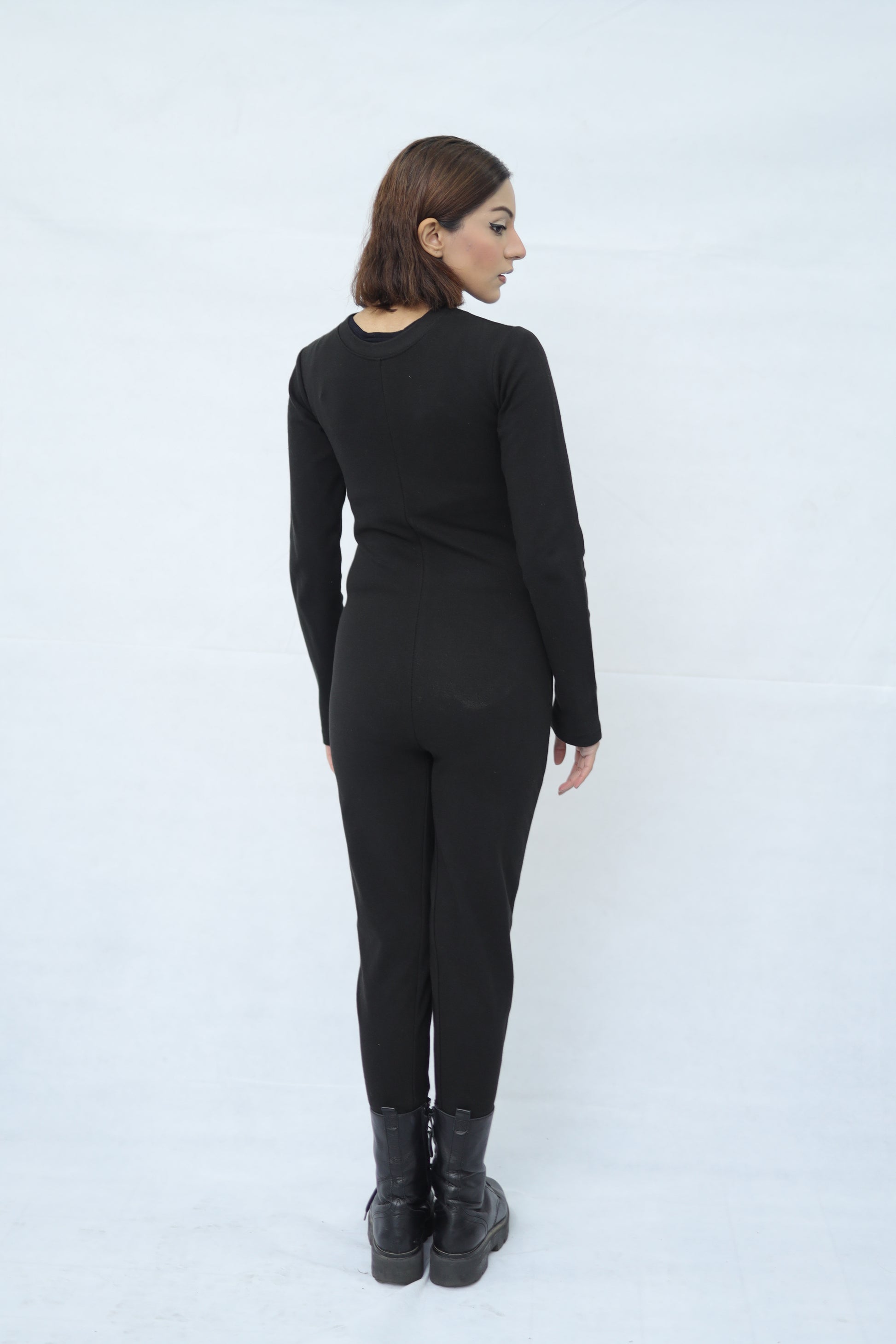 Zip Up Stretchable Jumpsuit