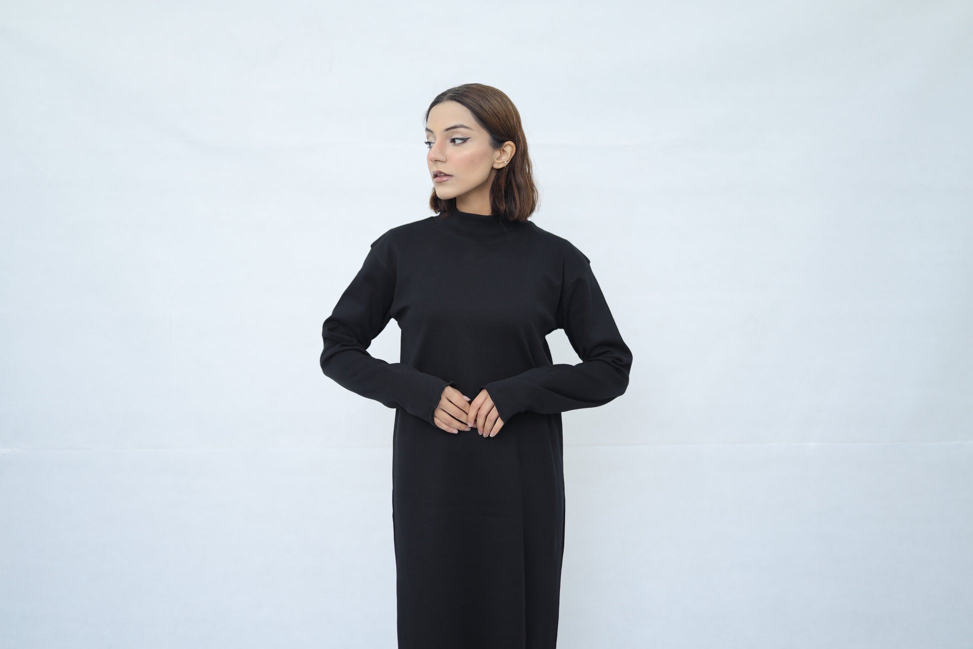 Mockneck Long Knitted Dress