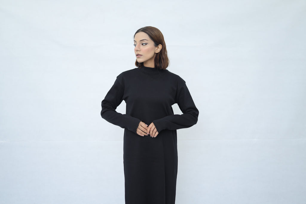 Mockneck Long Knitted Dress