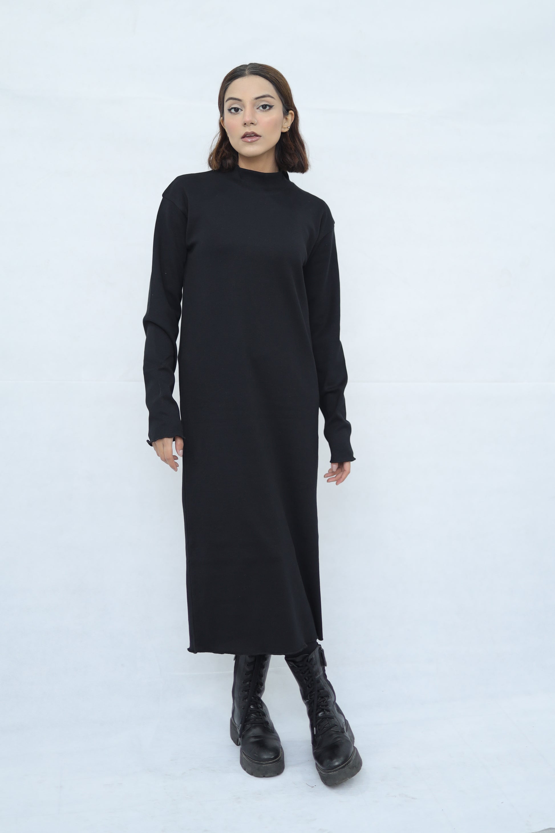 Mockneck Long Knitted Dress