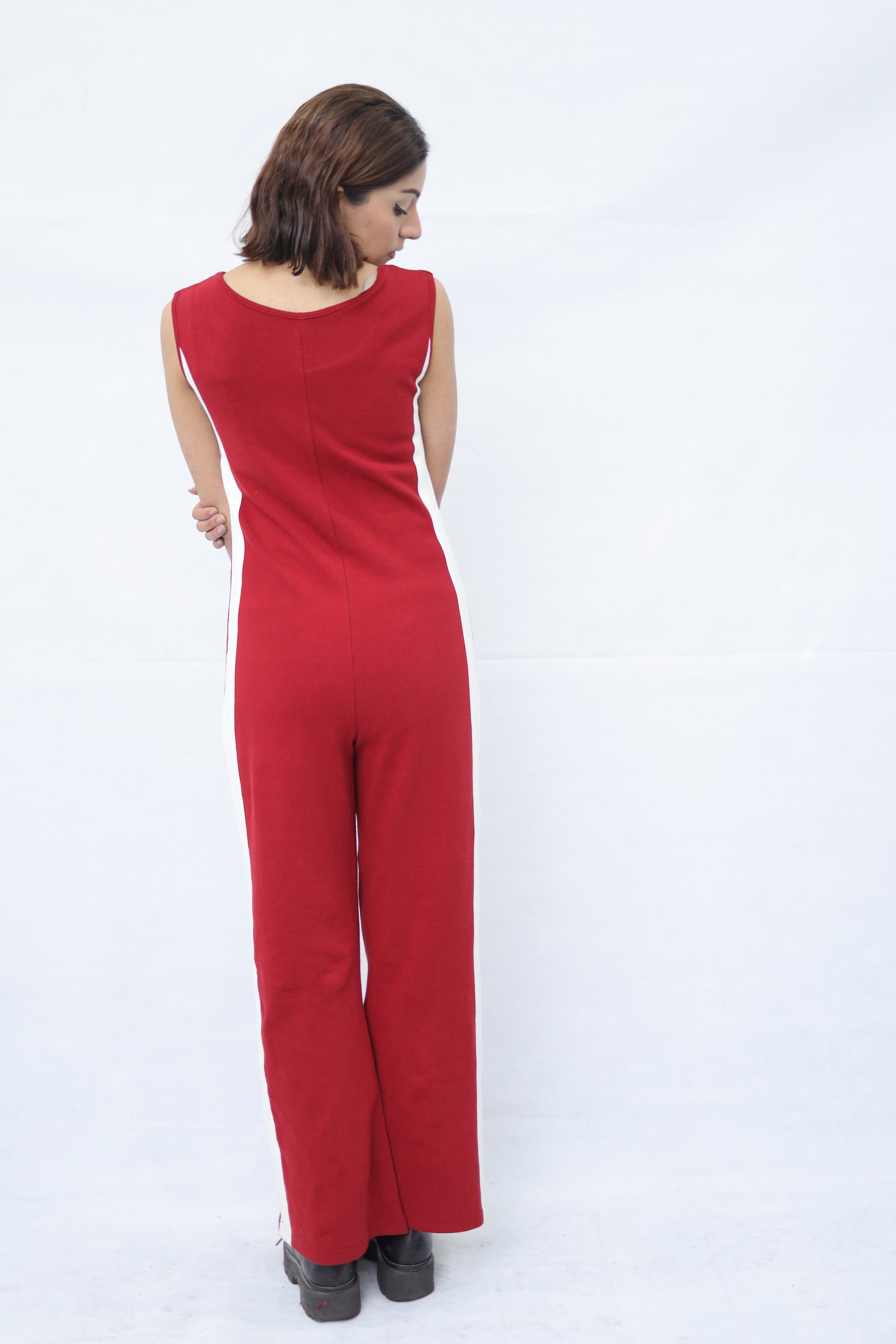 Women's Stretchable Side Striped Knitted Jumpsuit