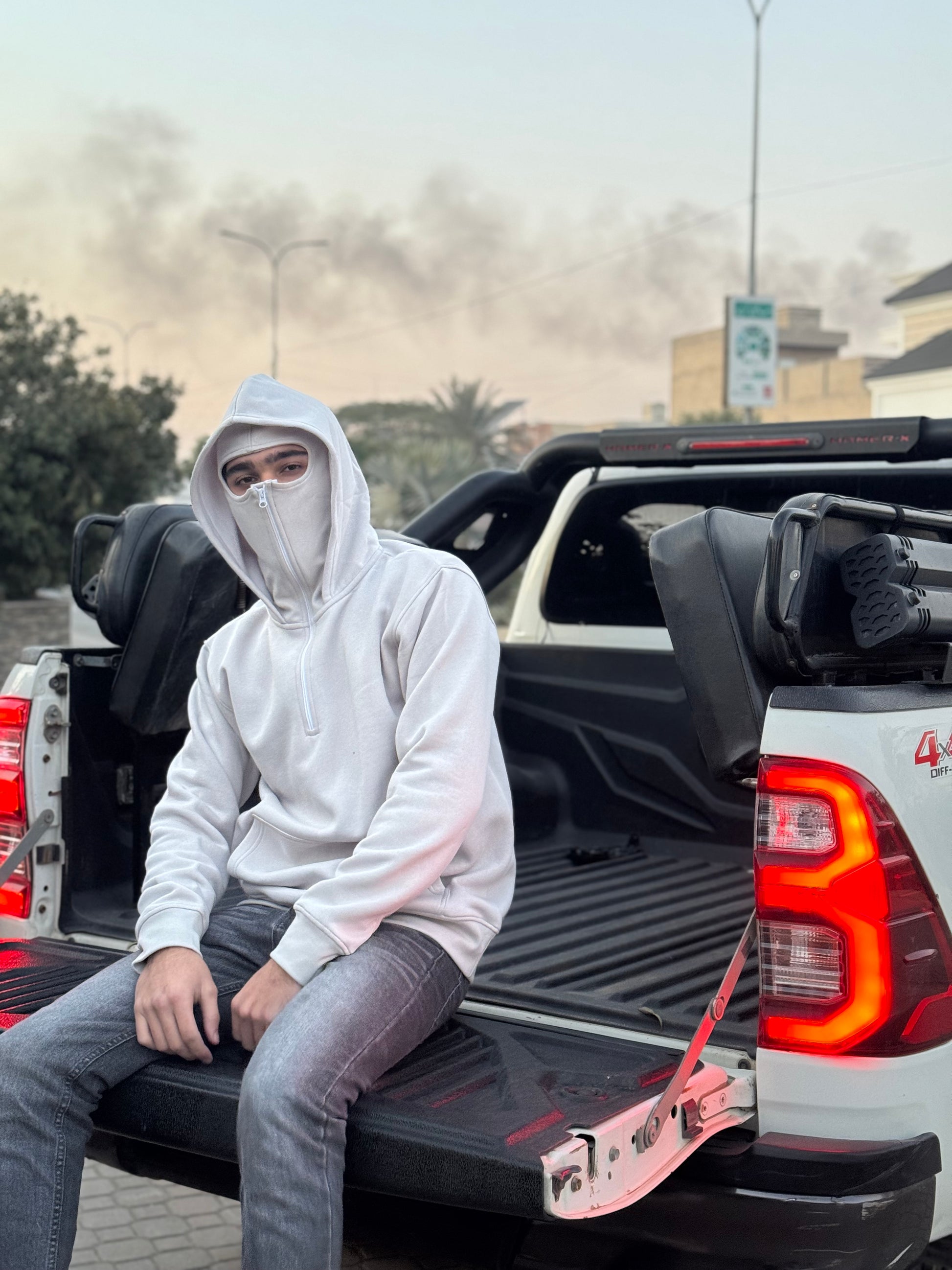 Balaclava Ninja Hoodie Half Zipper black