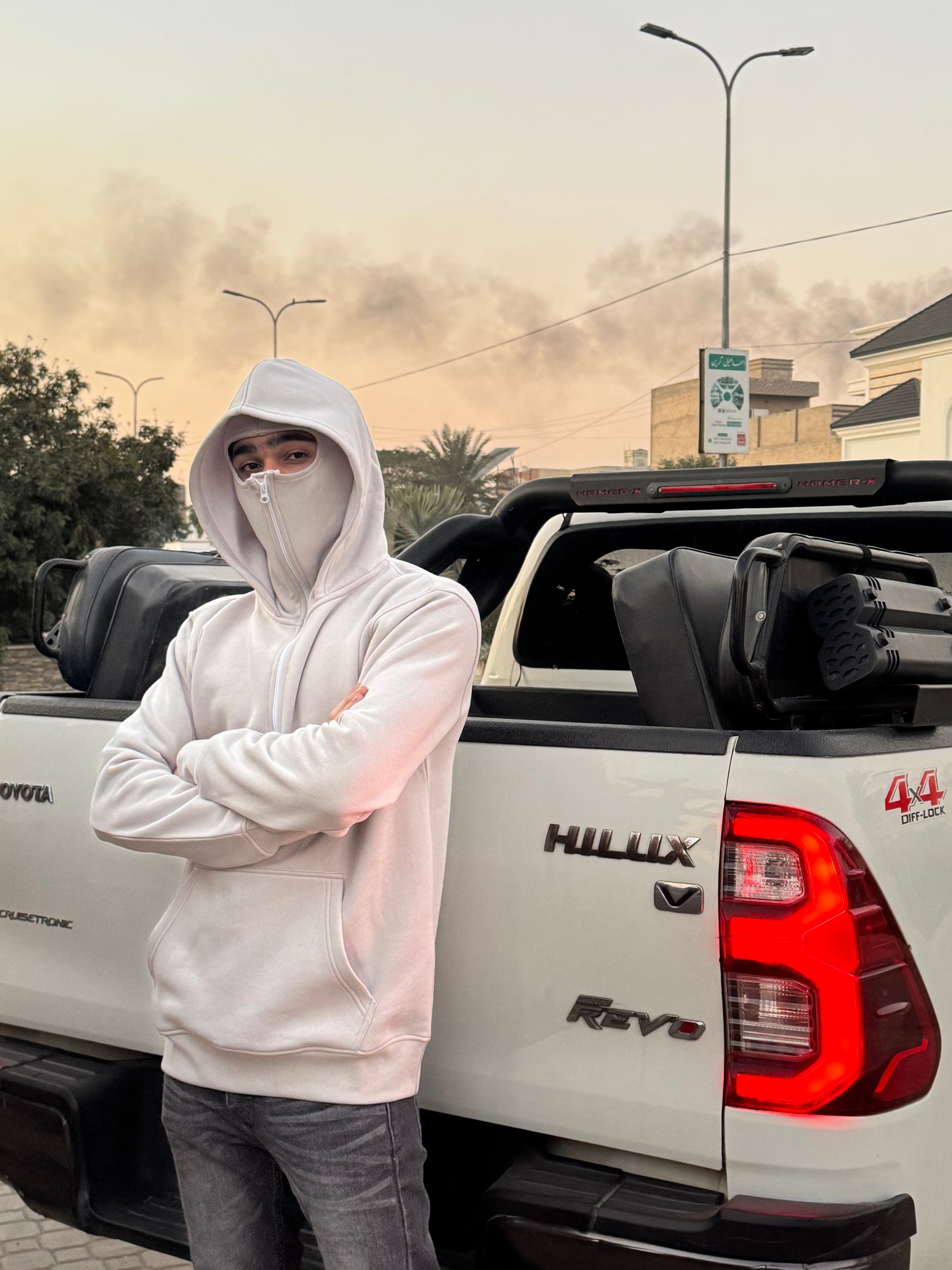Balaclava Ninja Hoodie Half Zipper black
