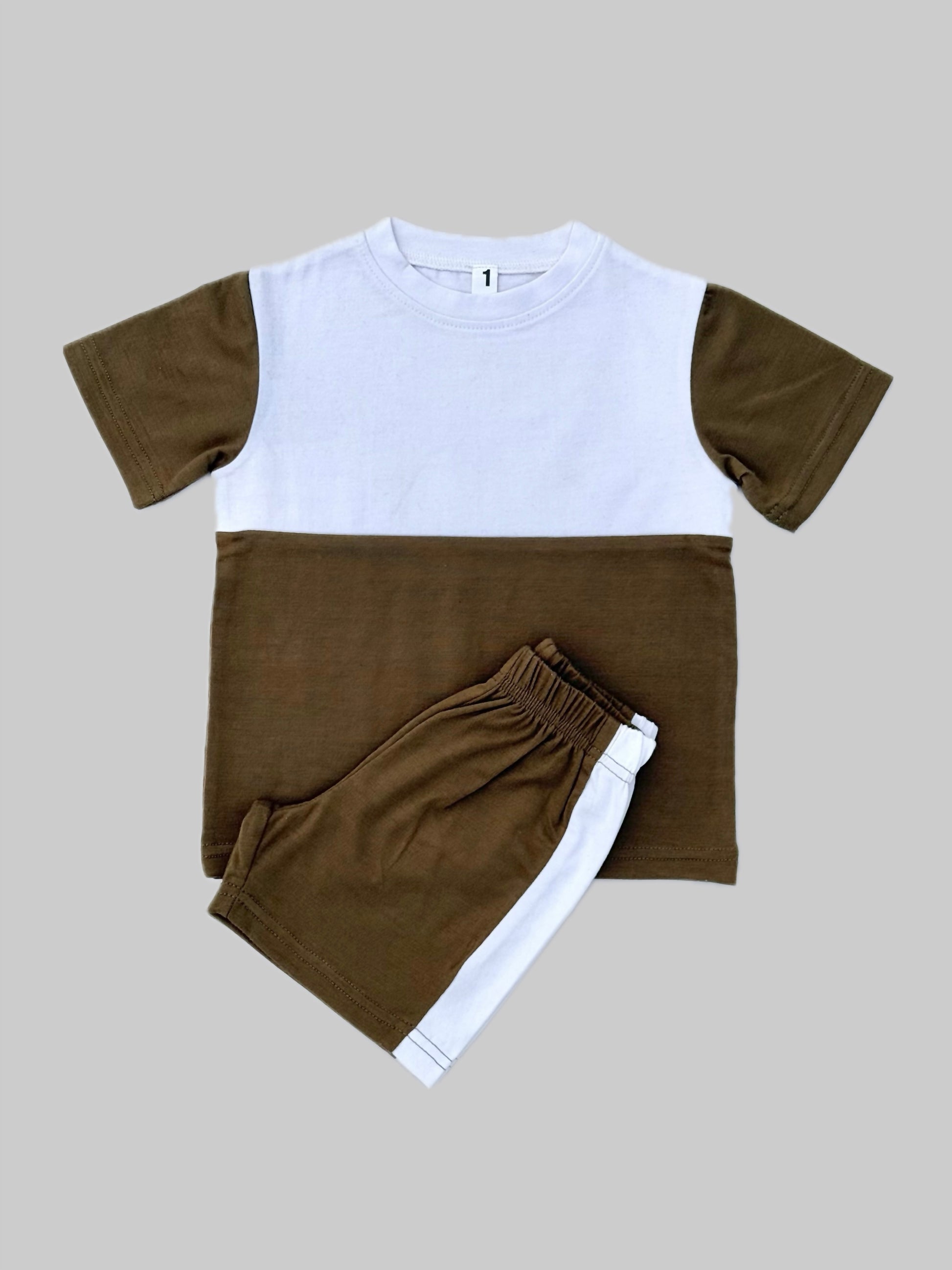 OLIVE & WHITE EARTHY DUO KIDS SET
