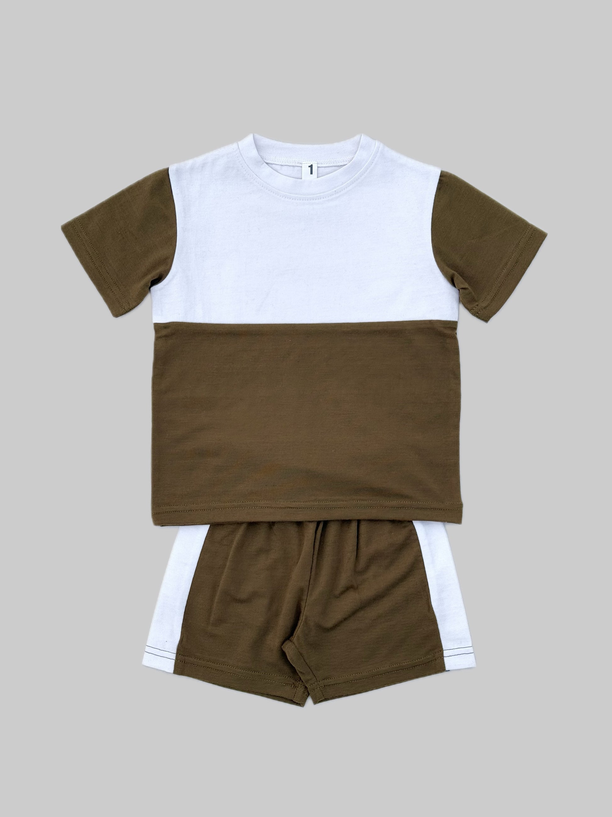 OLIVE & WHITE EARTHY DUO KIDS SET