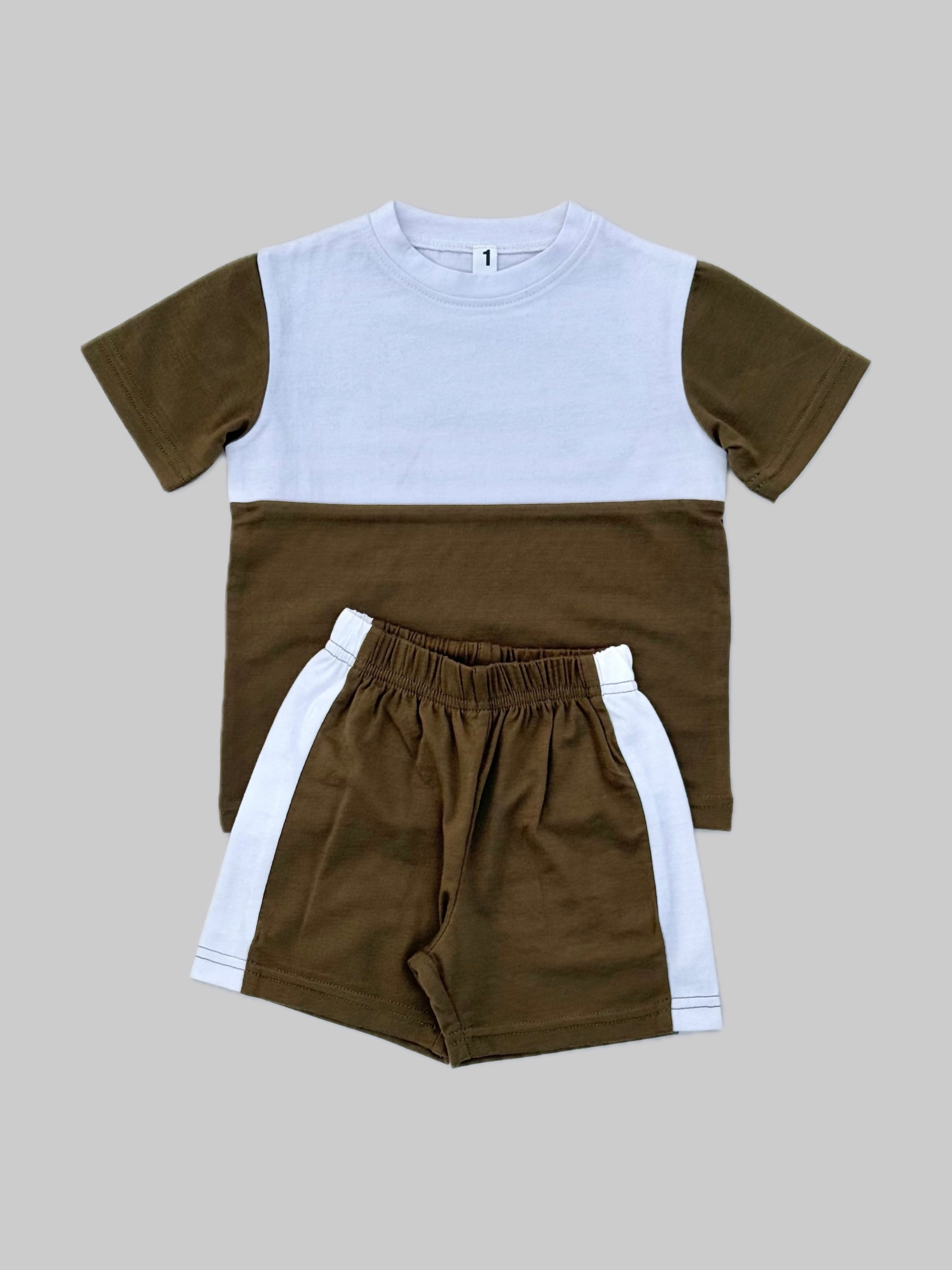 OLIVE & WHITE EARTHY DUO KIDS SET