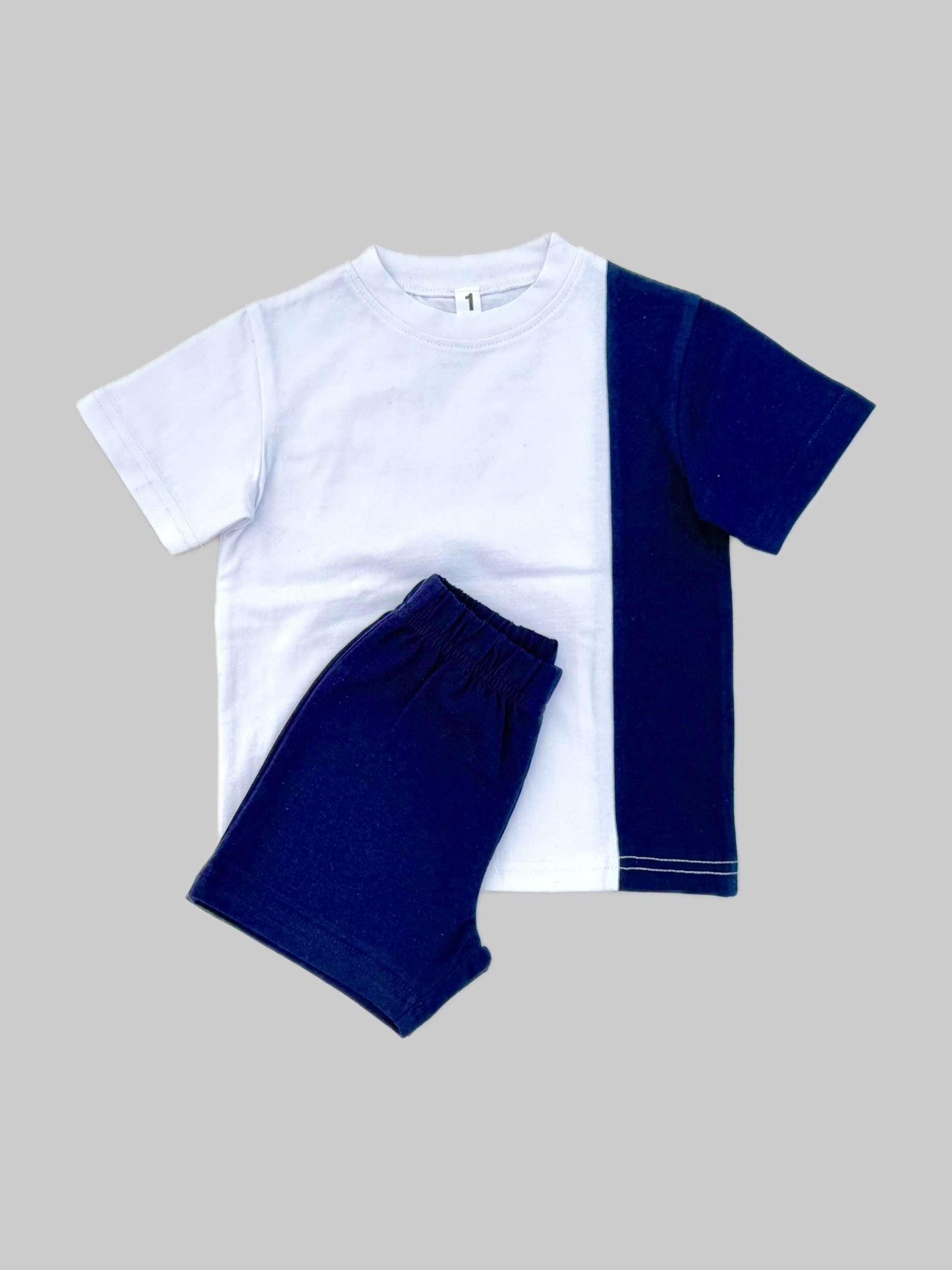 TRENDY WHITE & NAVY KIDS SET