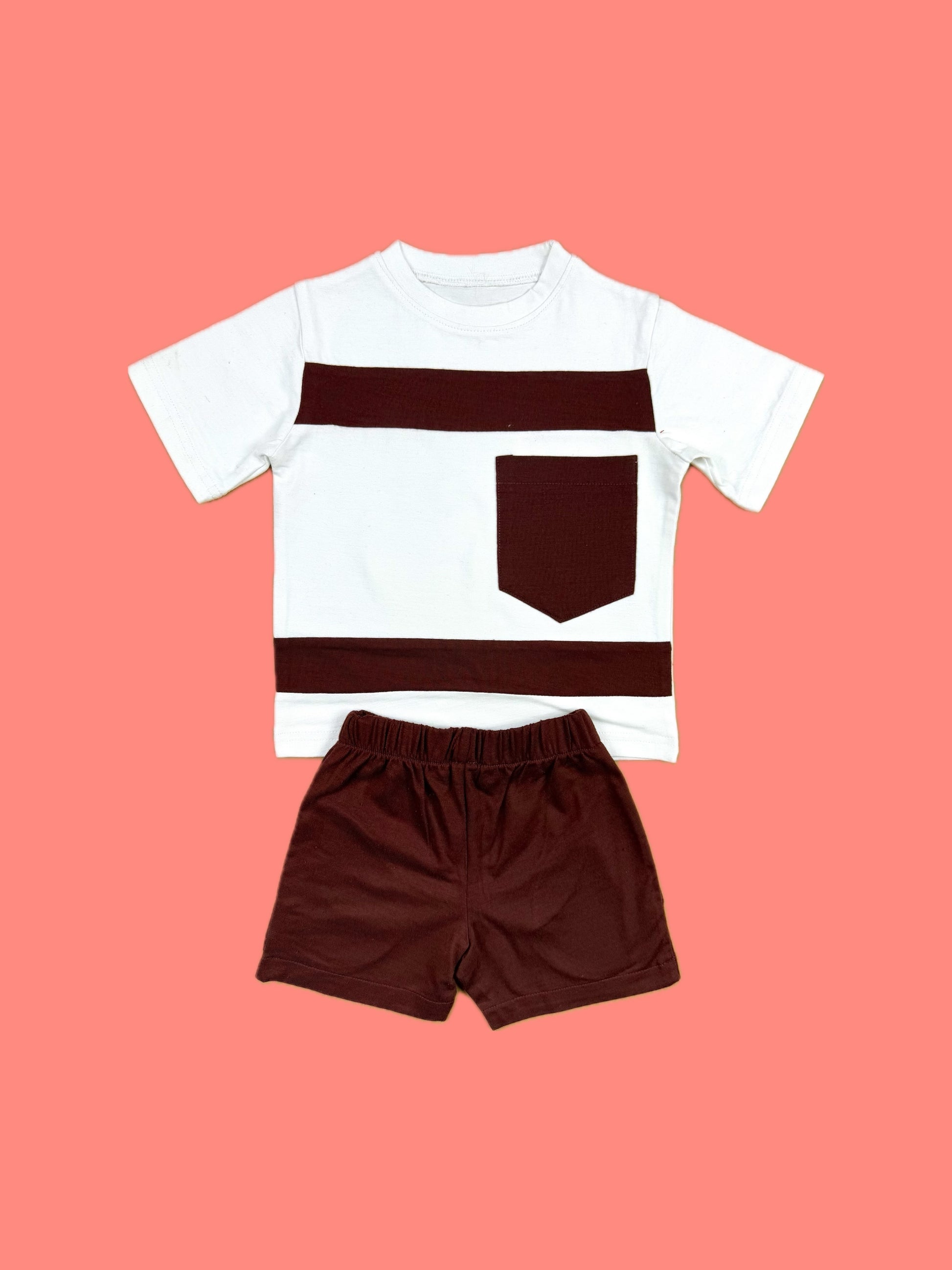 MAROON & WHITE KIDS SUMMER POCKET SET