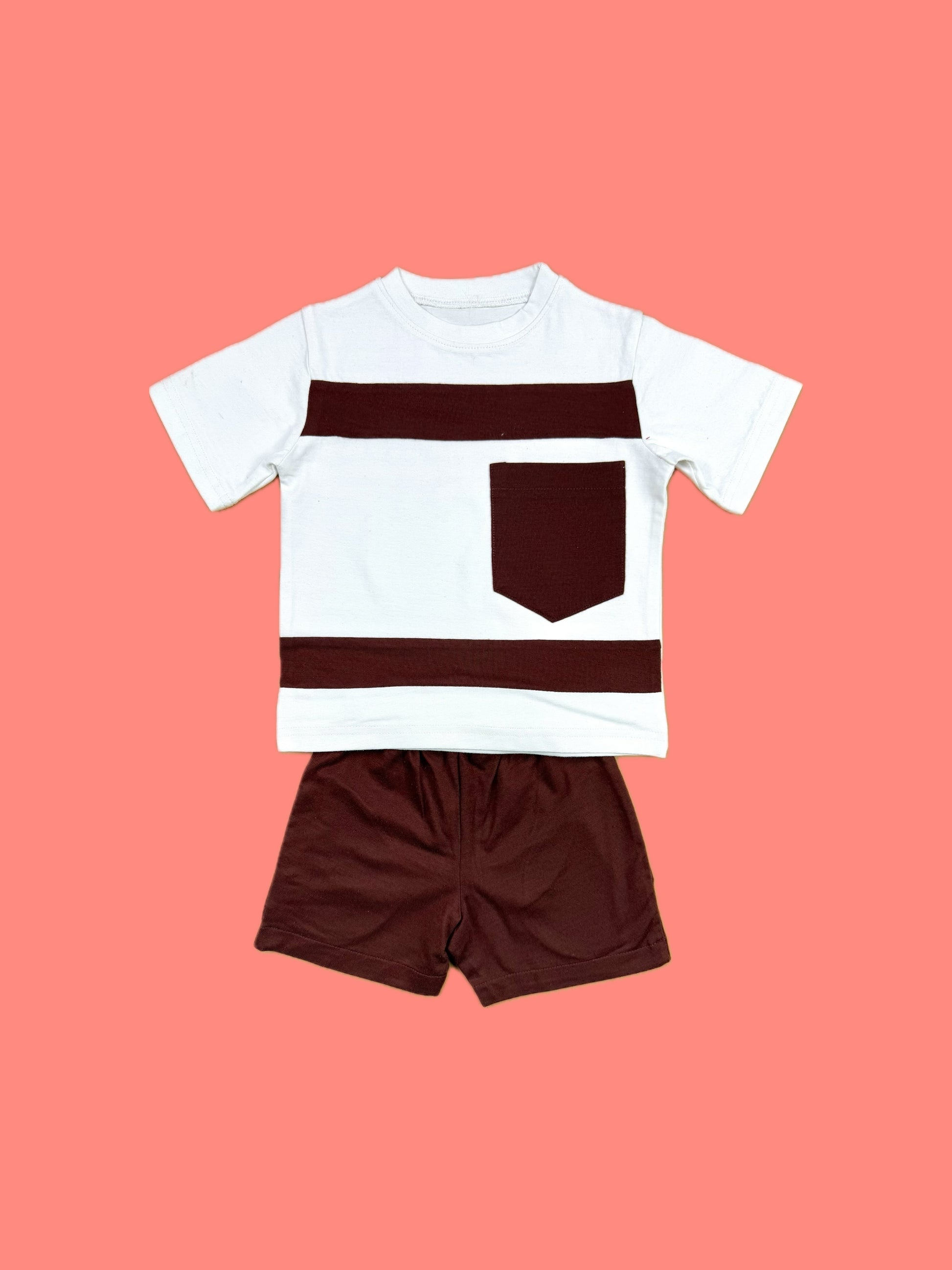 MAROON & WHITE KIDS SUMMER POCKET SET
