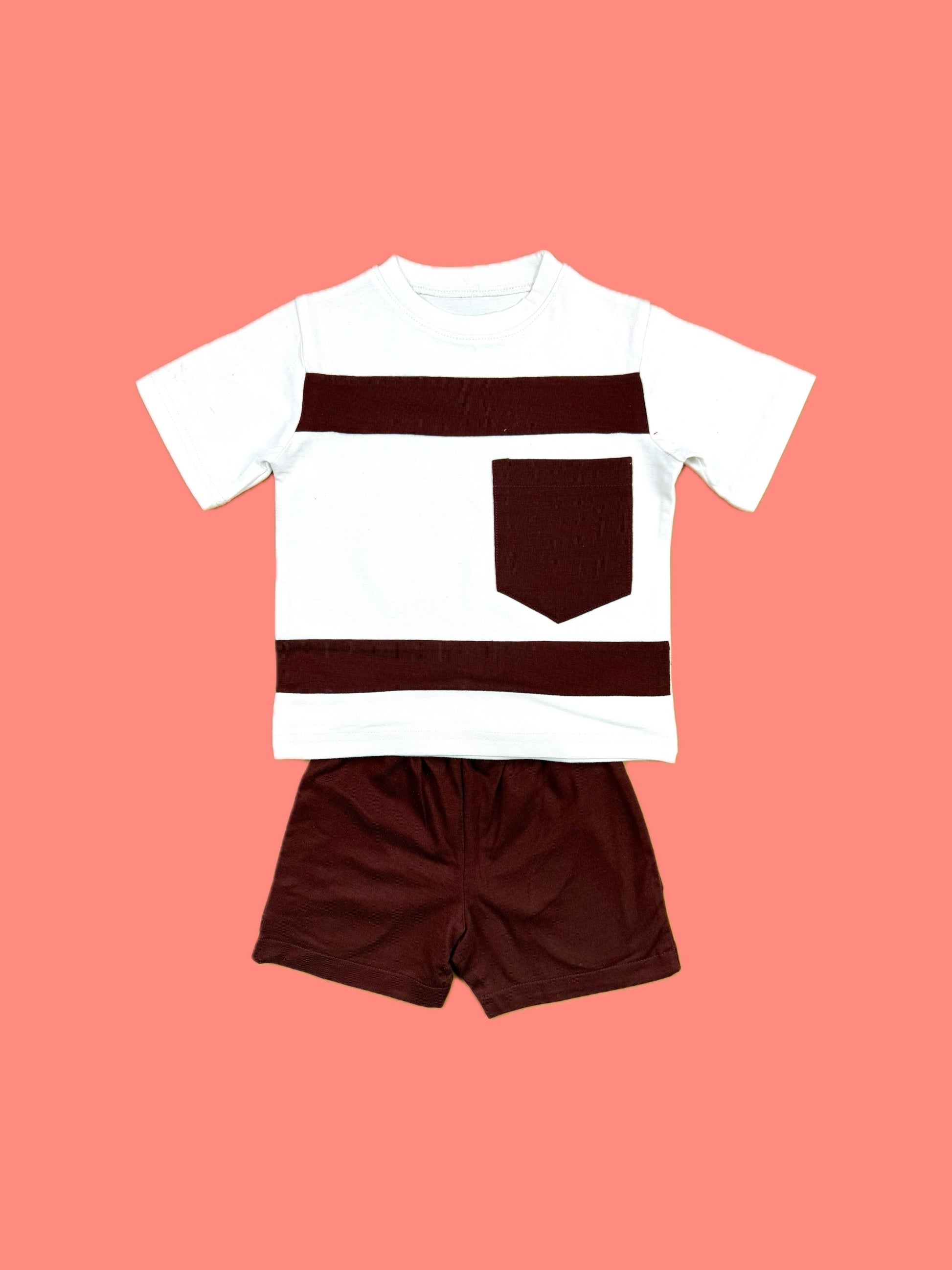 MAROON & WHITE KIDS SUMMER POCKET SET