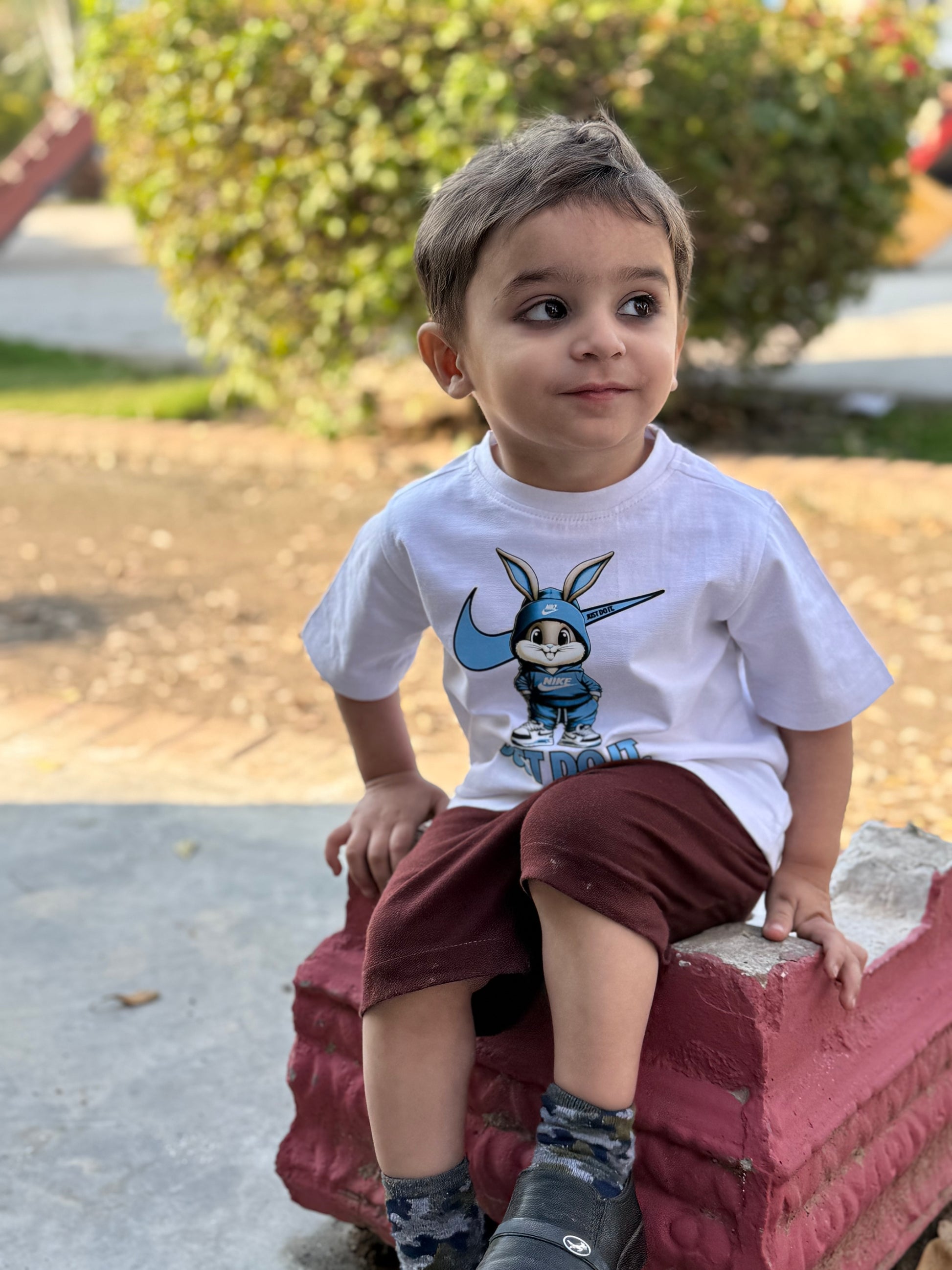NKE KIDS WHITE PRINTED T-SHIRT