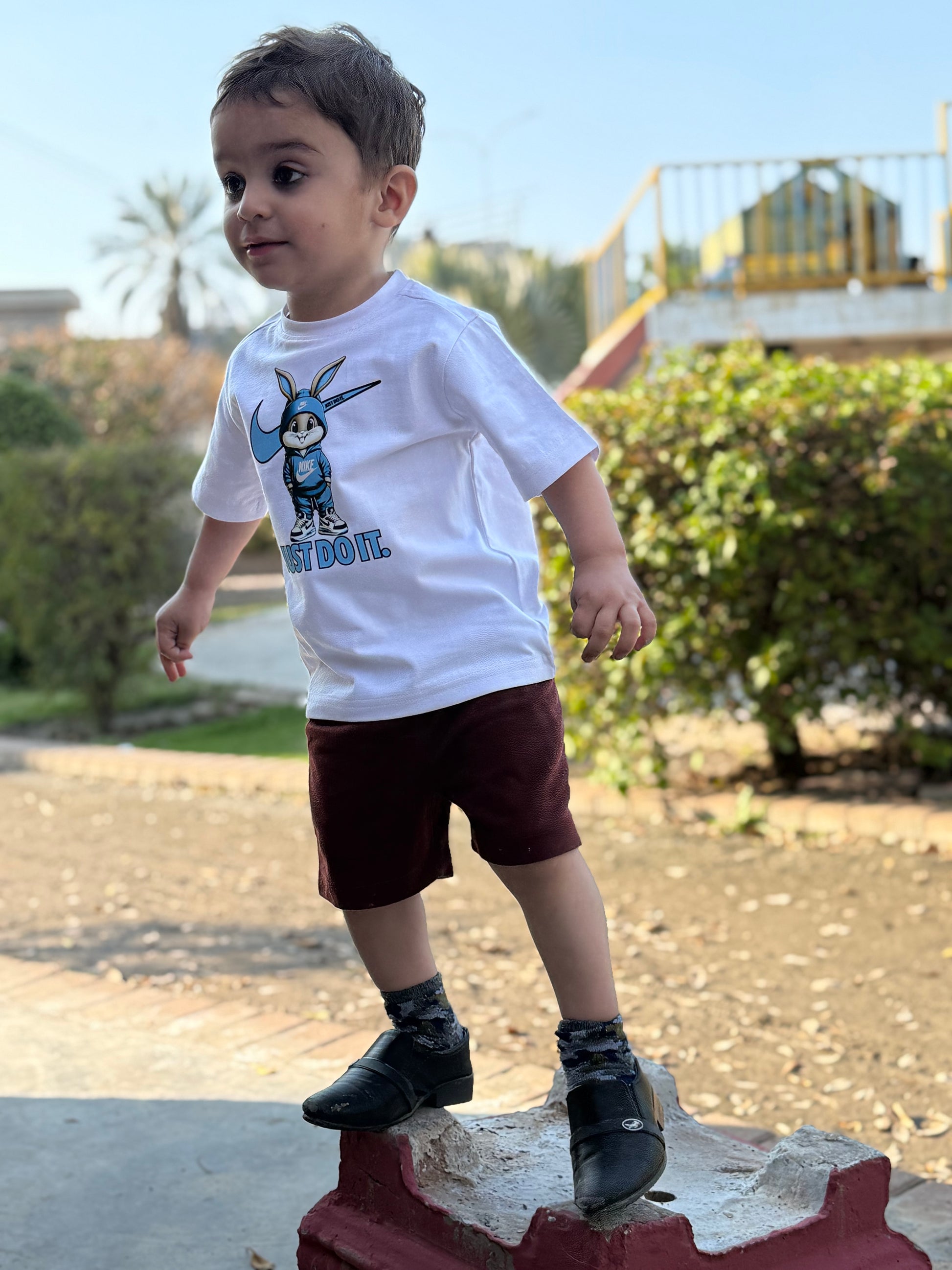 NKE KIDS WHITE PRINTED T-SHIRT