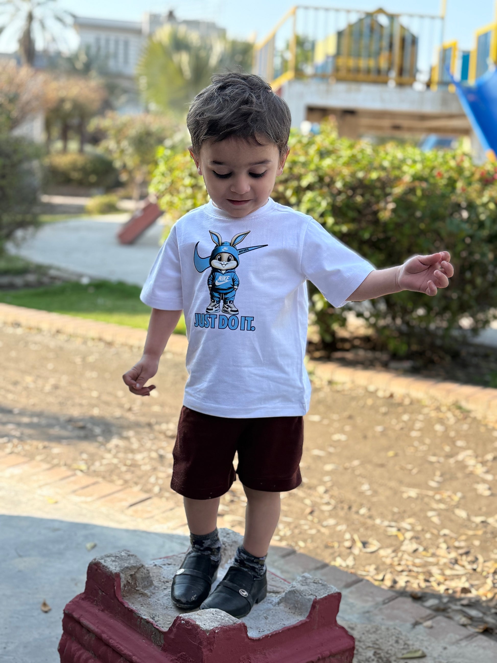 NKE KIDS WHITE PRINTED T-SHIRT