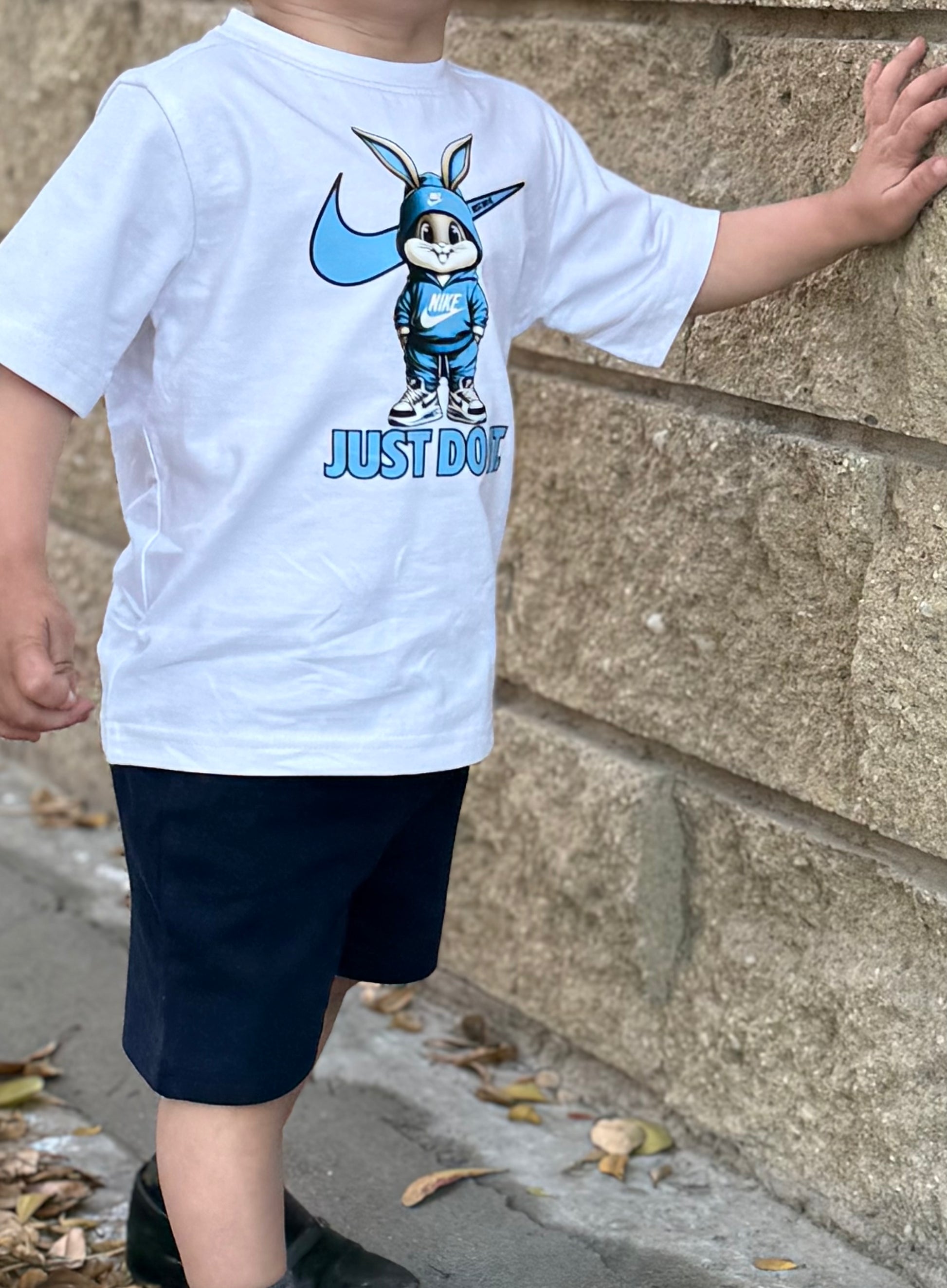 NKE KIDS WHITE PRINTED T-SHIRT