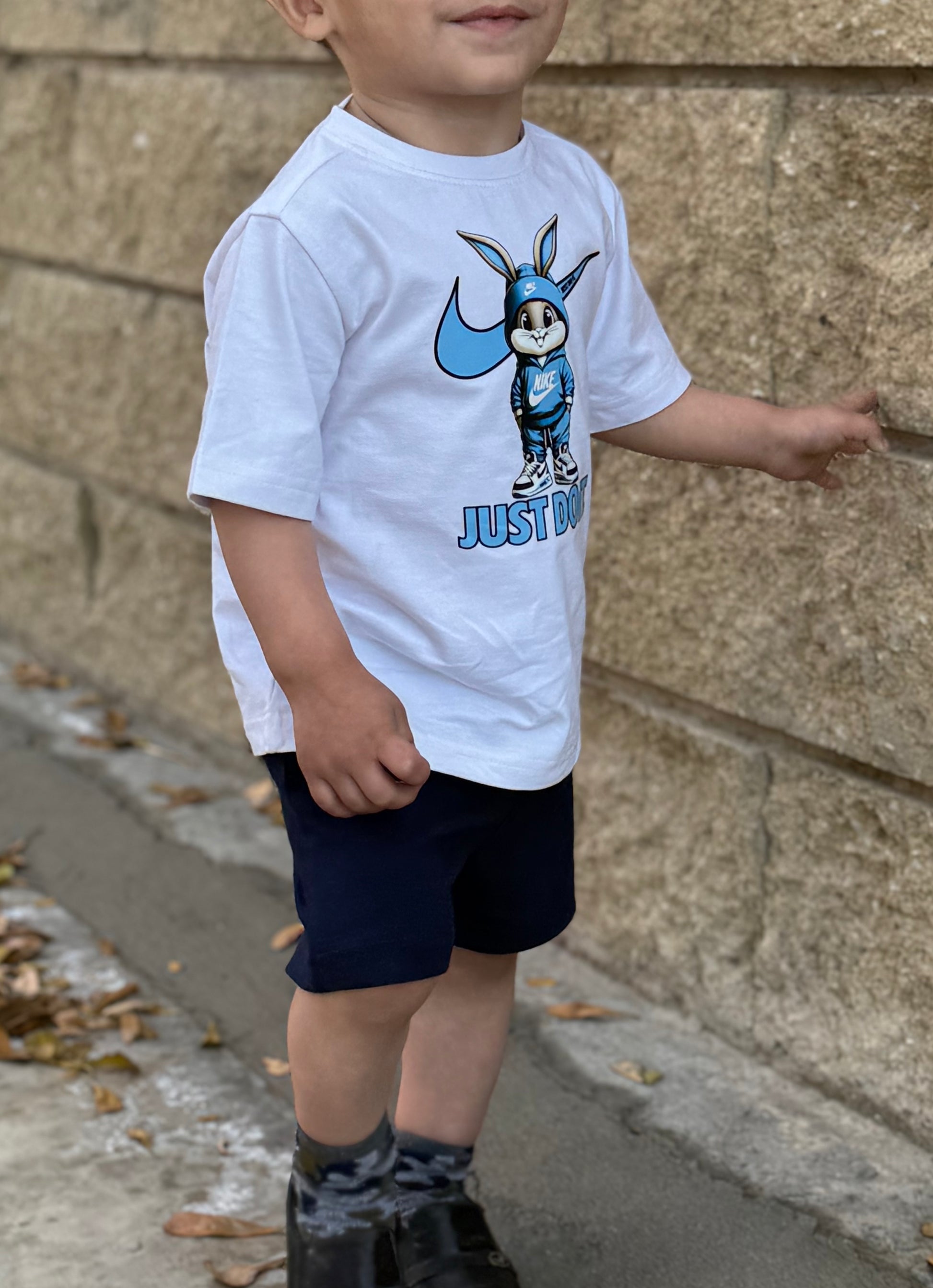 NKE KIDS WHITE PRINTED T-SHIRT