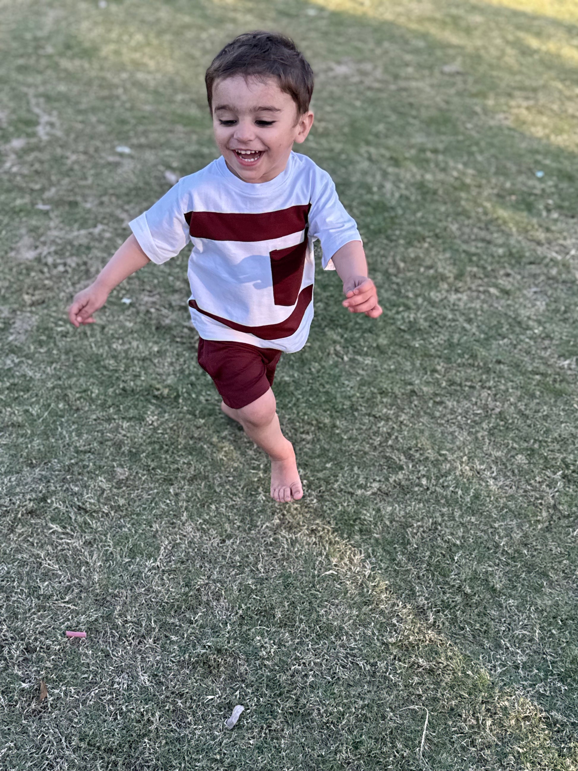 MAROON & WHITE KIDS SUMMER POCKET SET