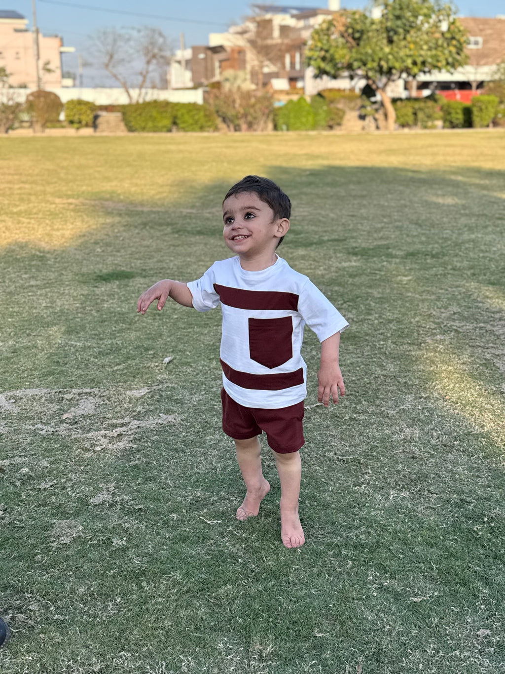 MAROON & WHITE KIDS SUMMER POCKET SET