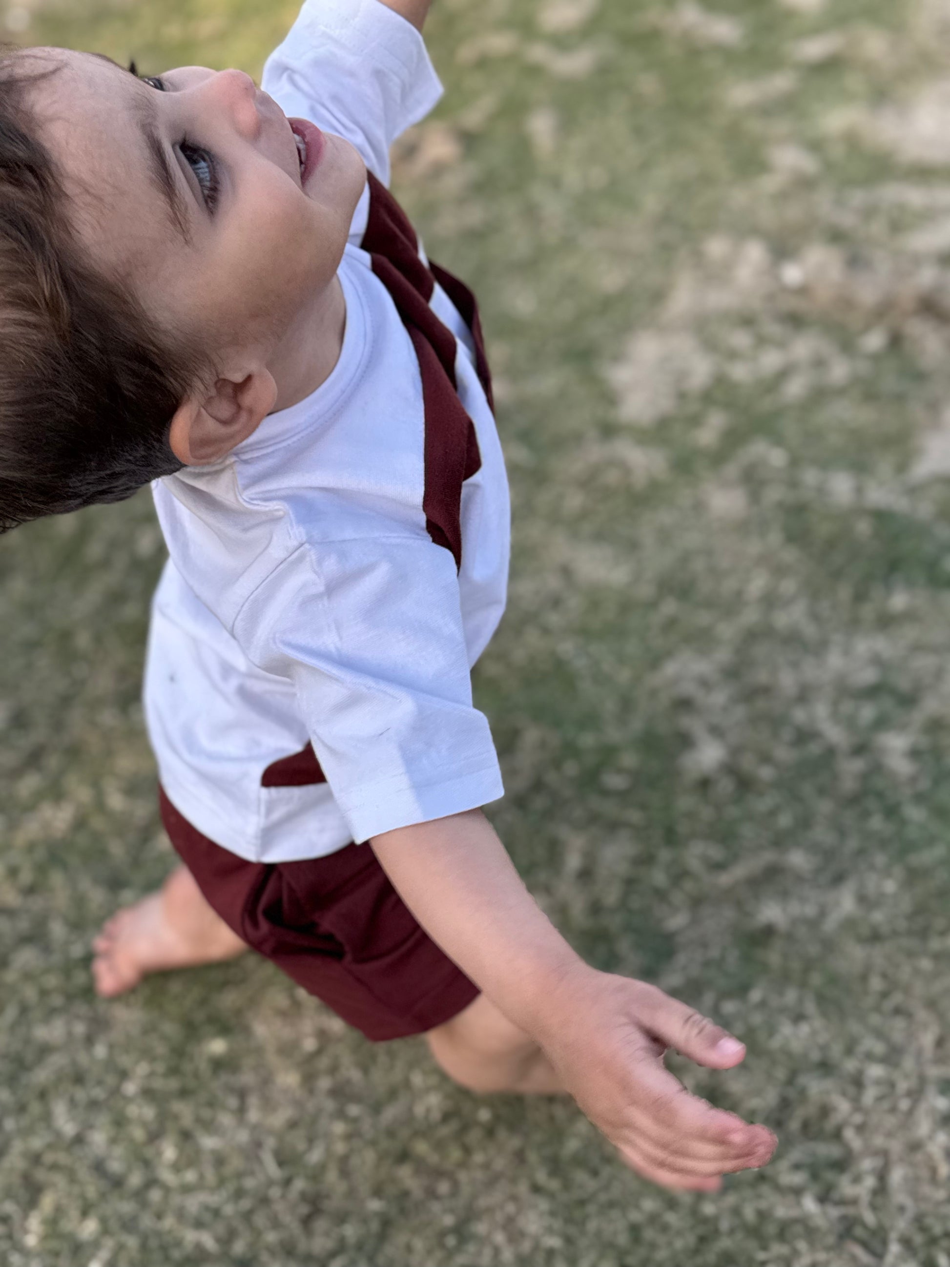 MAROON & WHITE KIDS SUMMER POCKET SET
