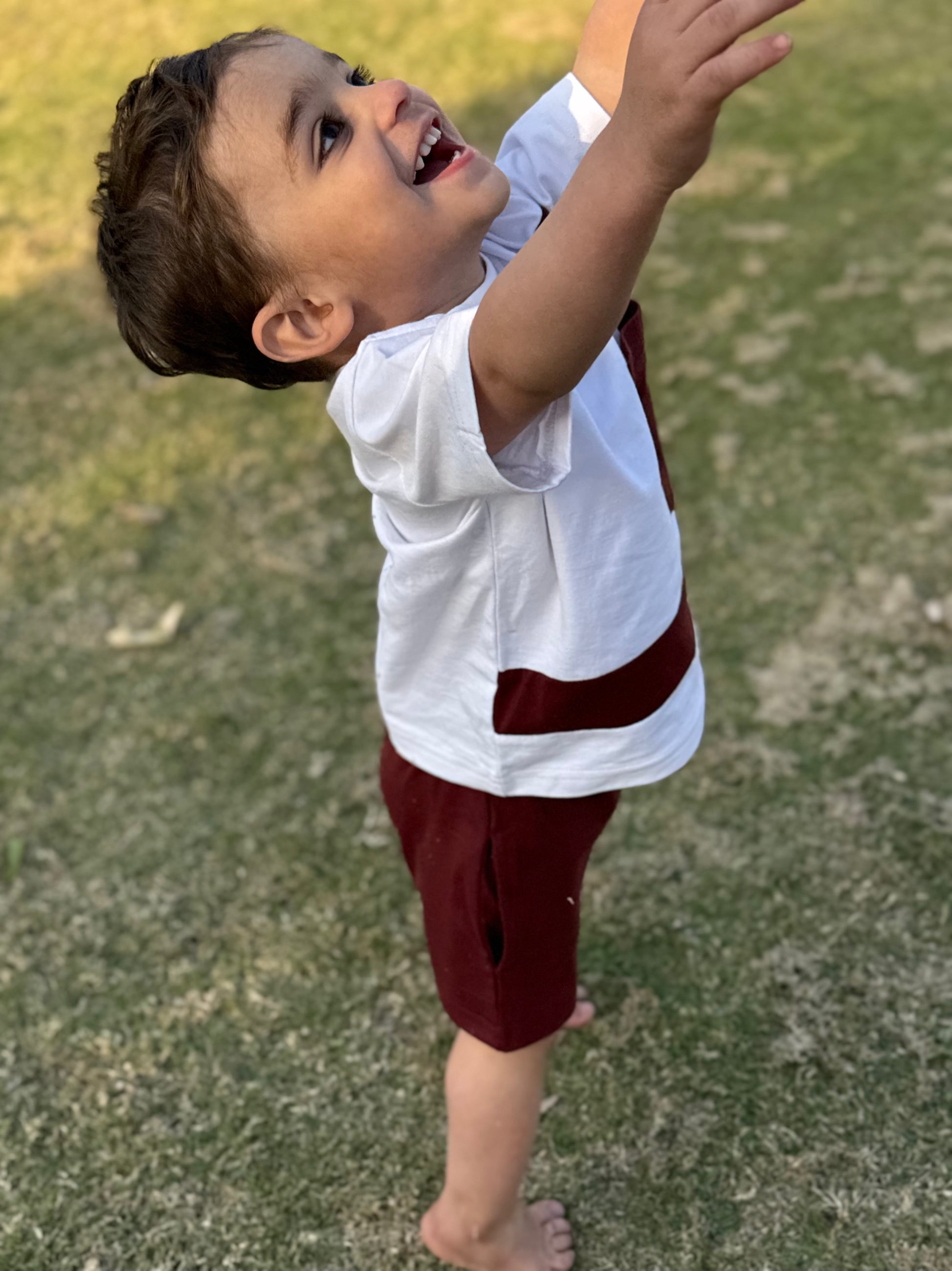 MAROON & WHITE KIDS SUMMER POCKET SET
