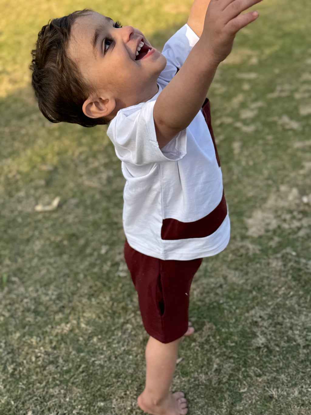 MAROON & WHITE KIDS SUMMER POCKET SET