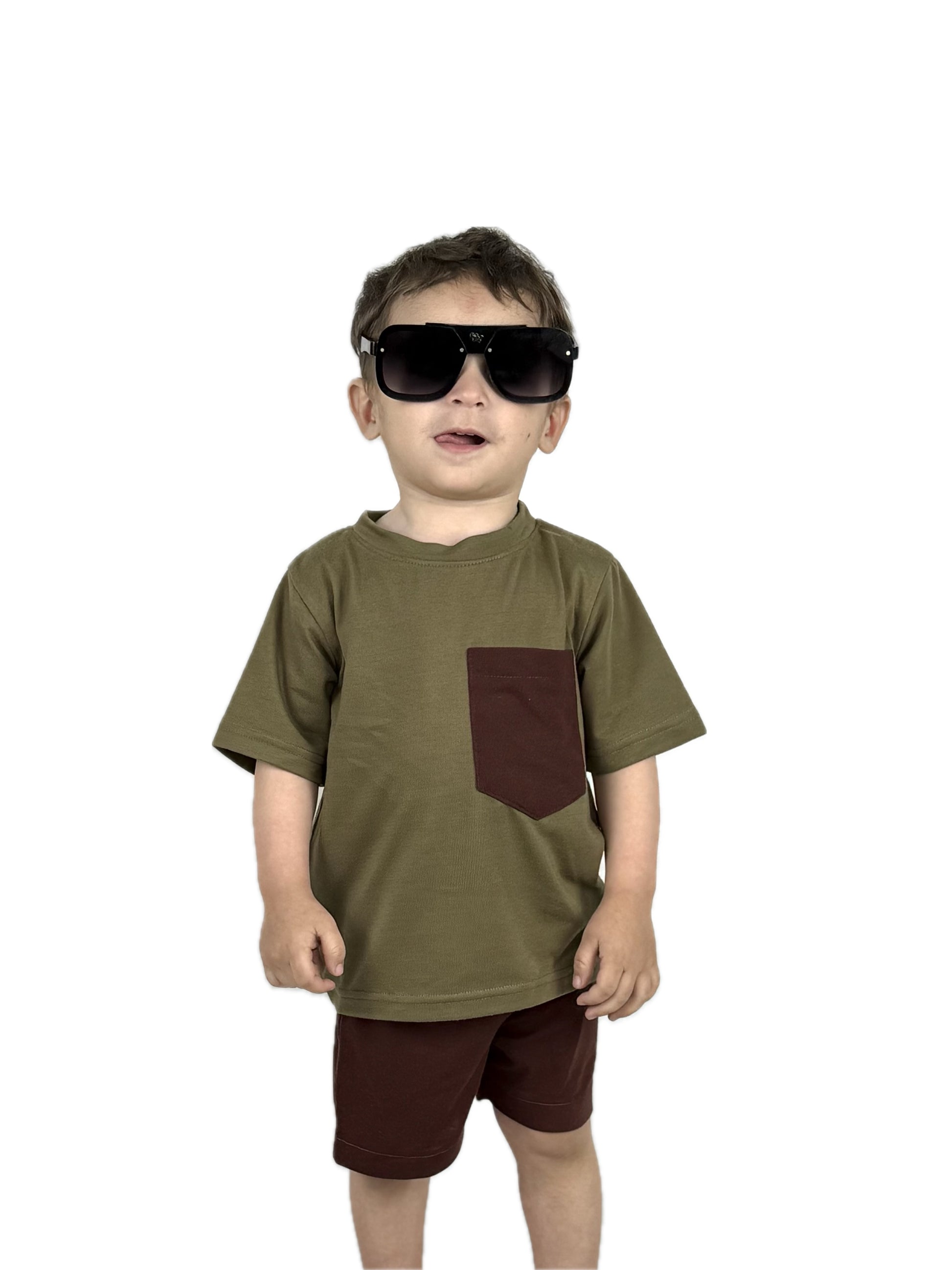 OLIIVE & MAROON KIDS POCKET SUMMER OUTFIT