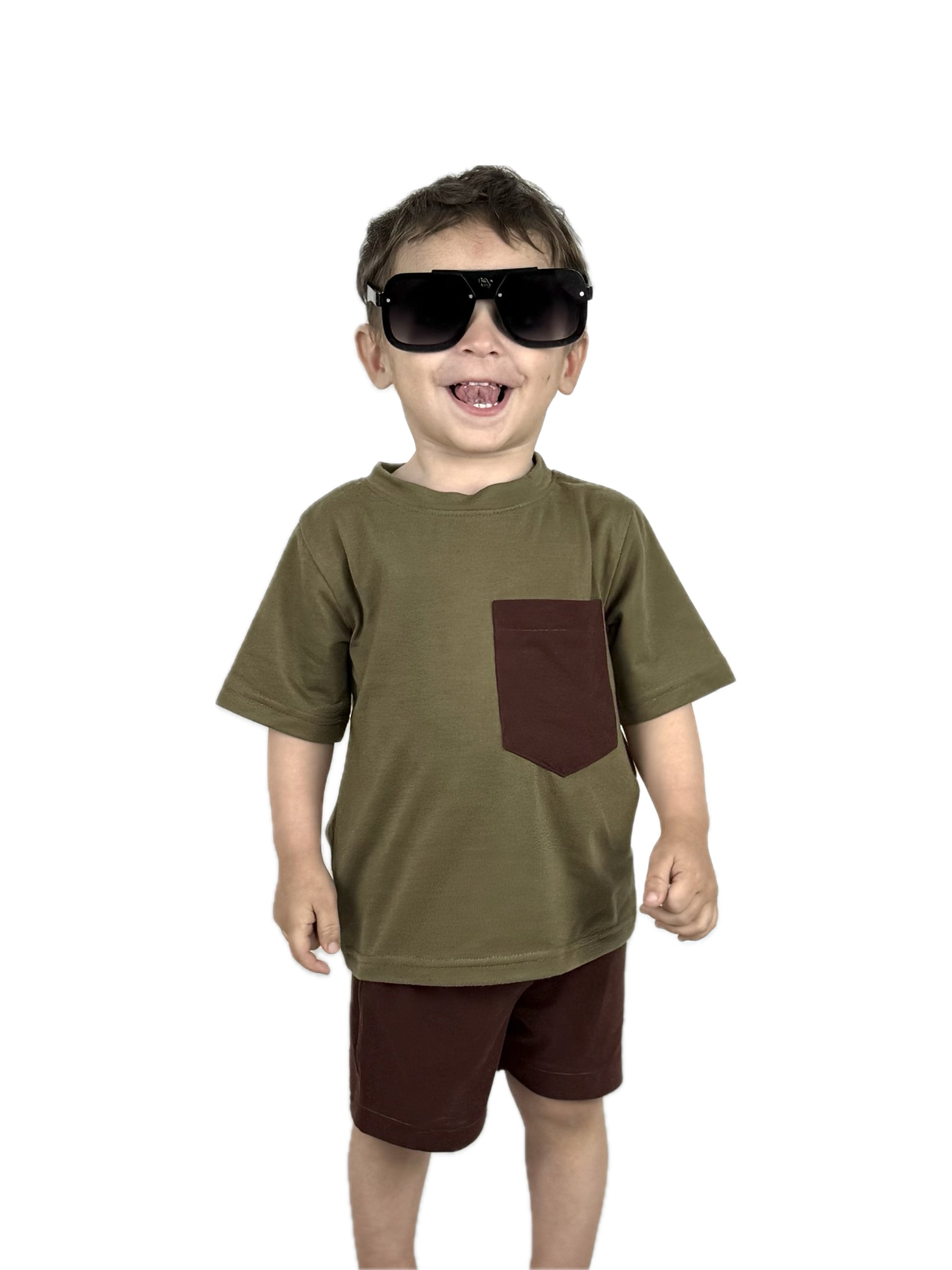 OLIIVE & MAROON KIDS POCKET SUMMER OUTFIT