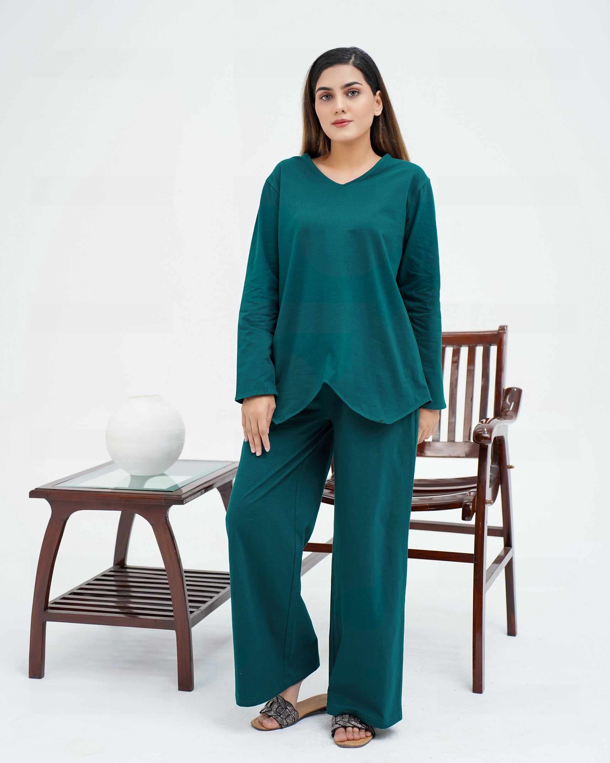 V NECK FLOW WOMEN'S SET
