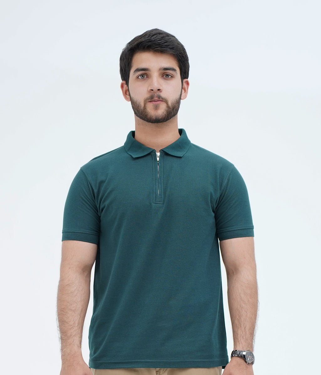 ELITE EMERALD JET ZIP POLO SHIRT