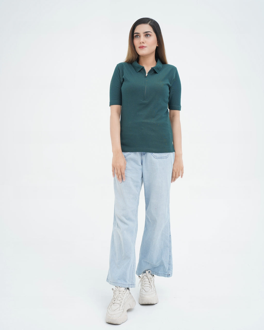 PIQUE ZIP UP WOMEN'S POLO