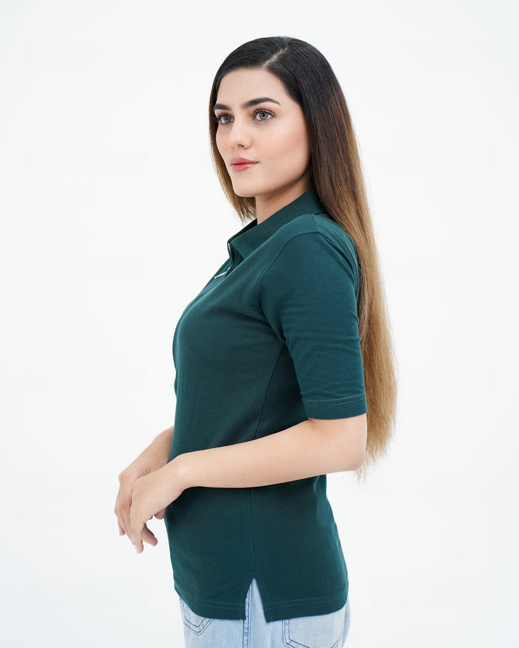 PIQUE ZIP UP WOMEN'S POLO