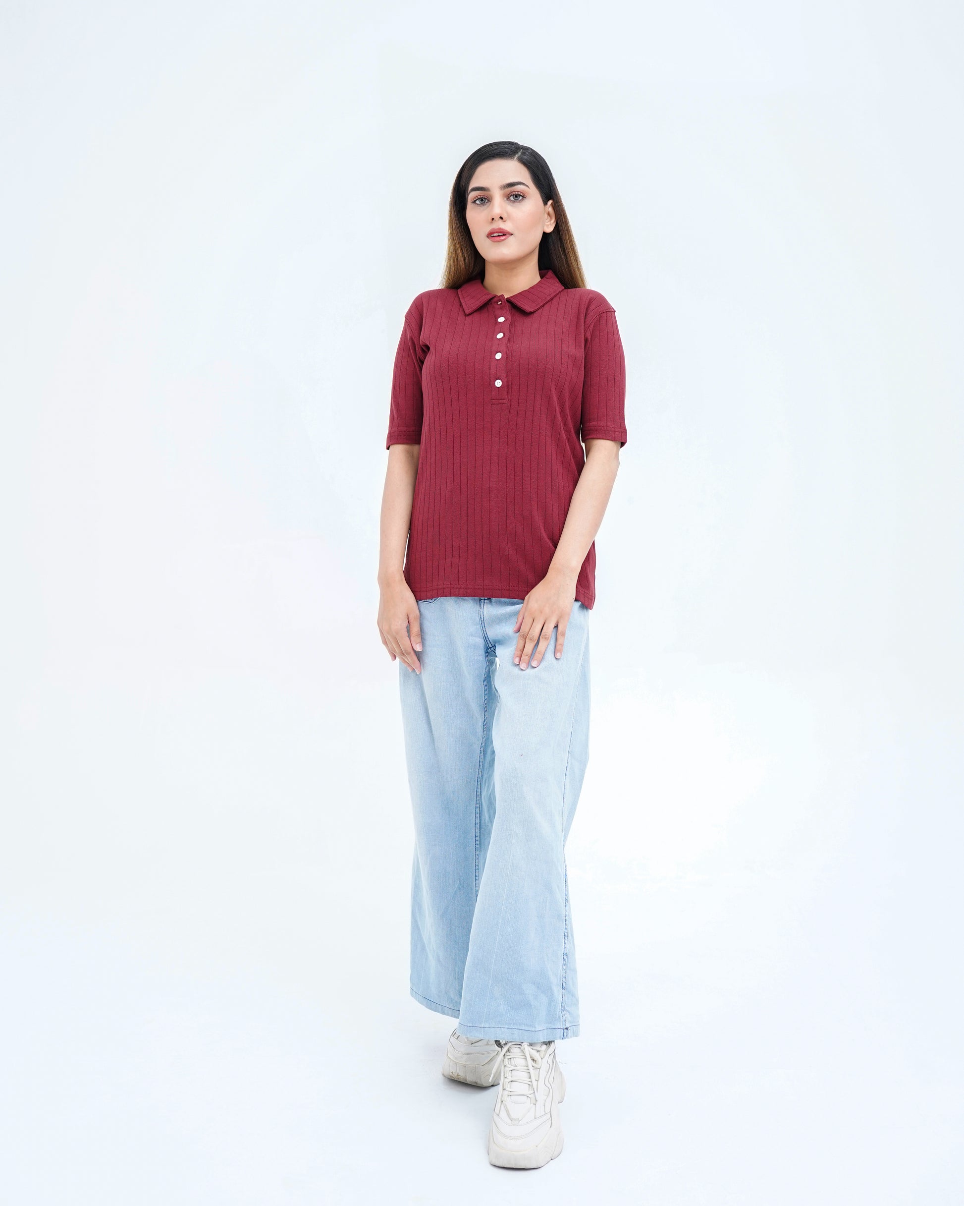 NOIR KNIT MAROON WOMEN'S POLO