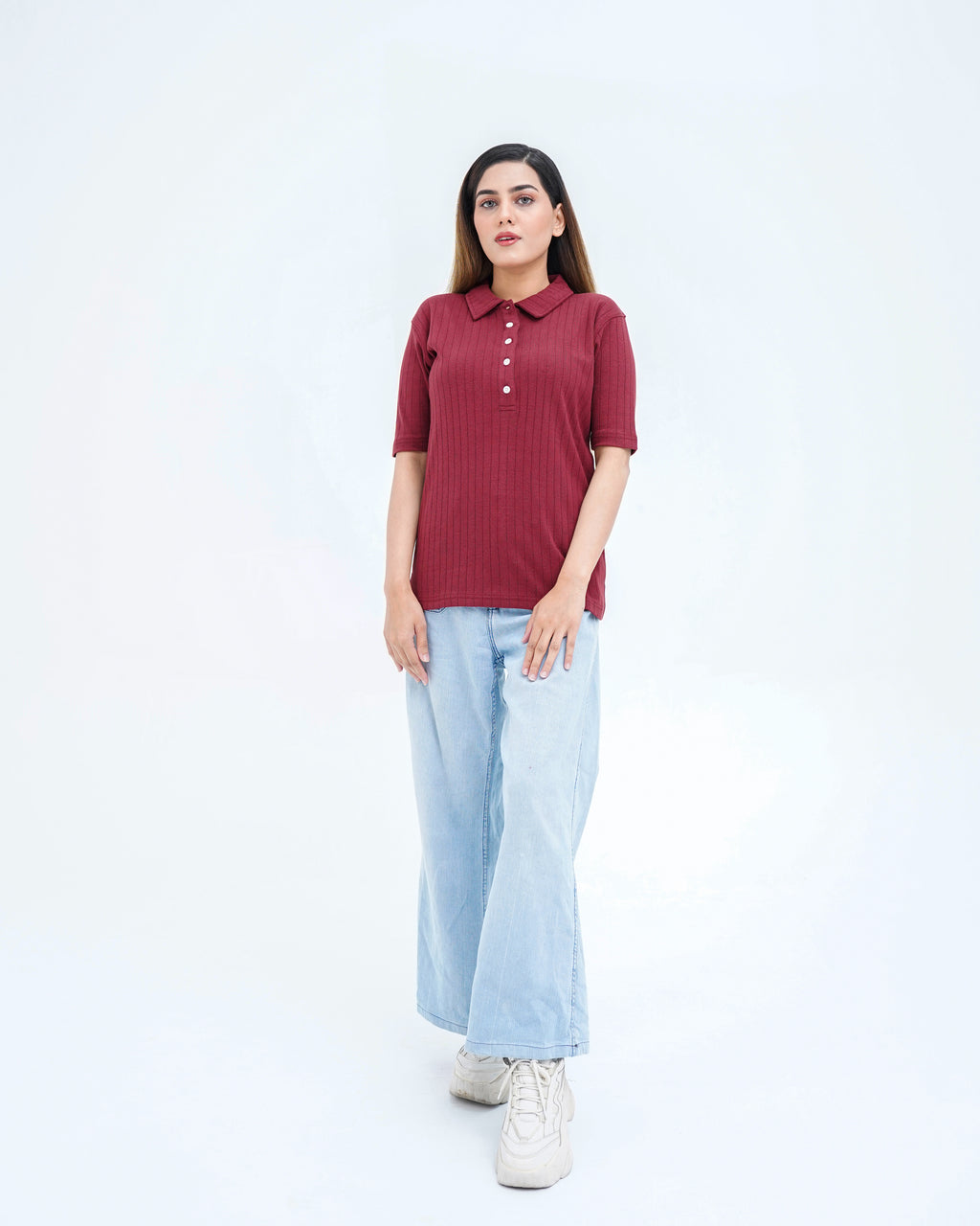 NOIR KNIT MAROON WOMEN'S POLO