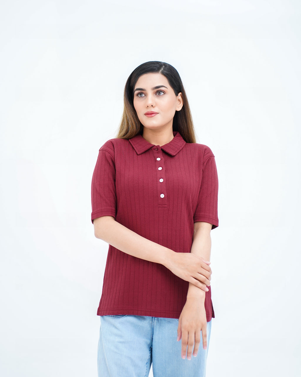 NOIR KNIT MAROON WOMEN'S POLO
