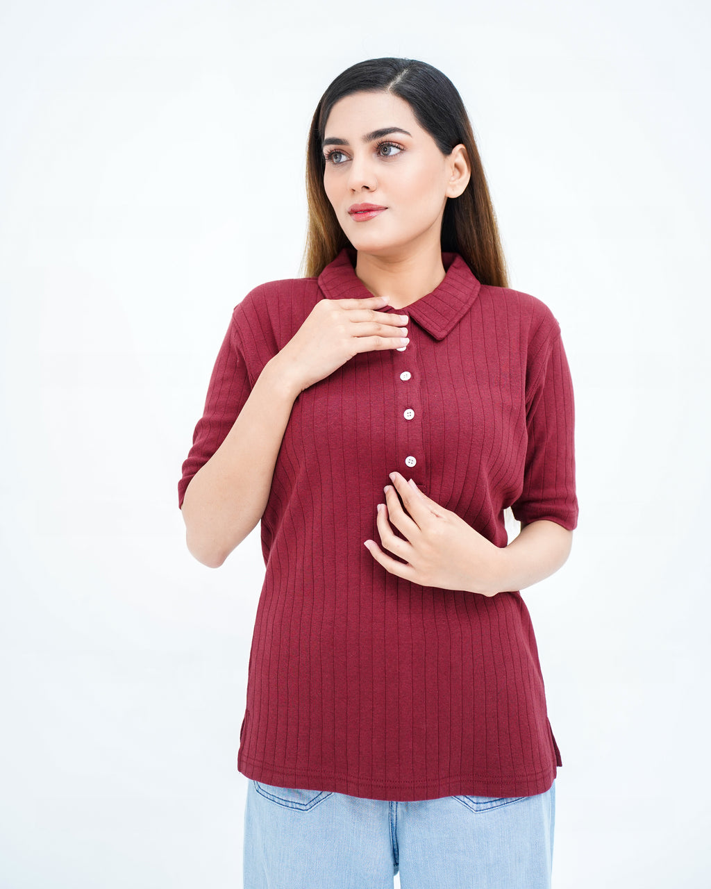 NOIR KNIT MAROON WOMEN'S POLO
