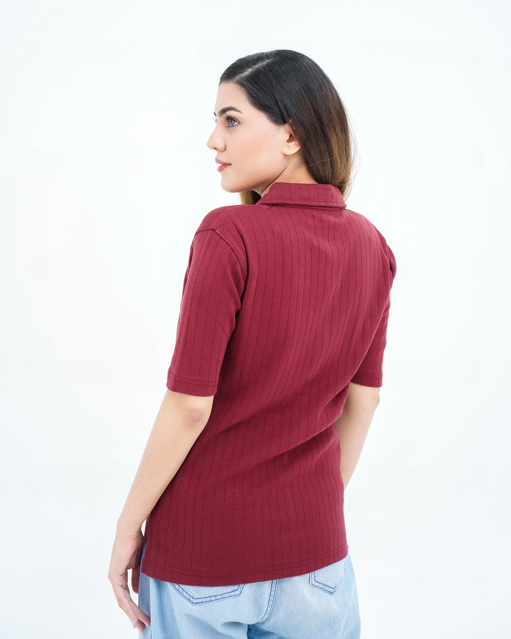 NOIR KNIT MAROON WOMEN'S POLO