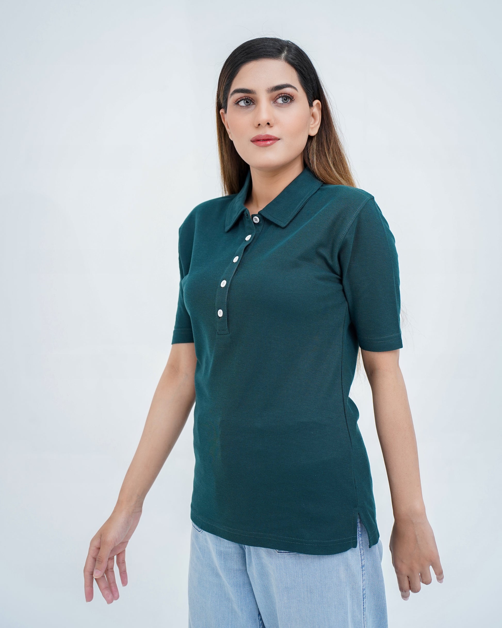 EMARLD PIQUE BUTTON UP WOMEN'S POLO